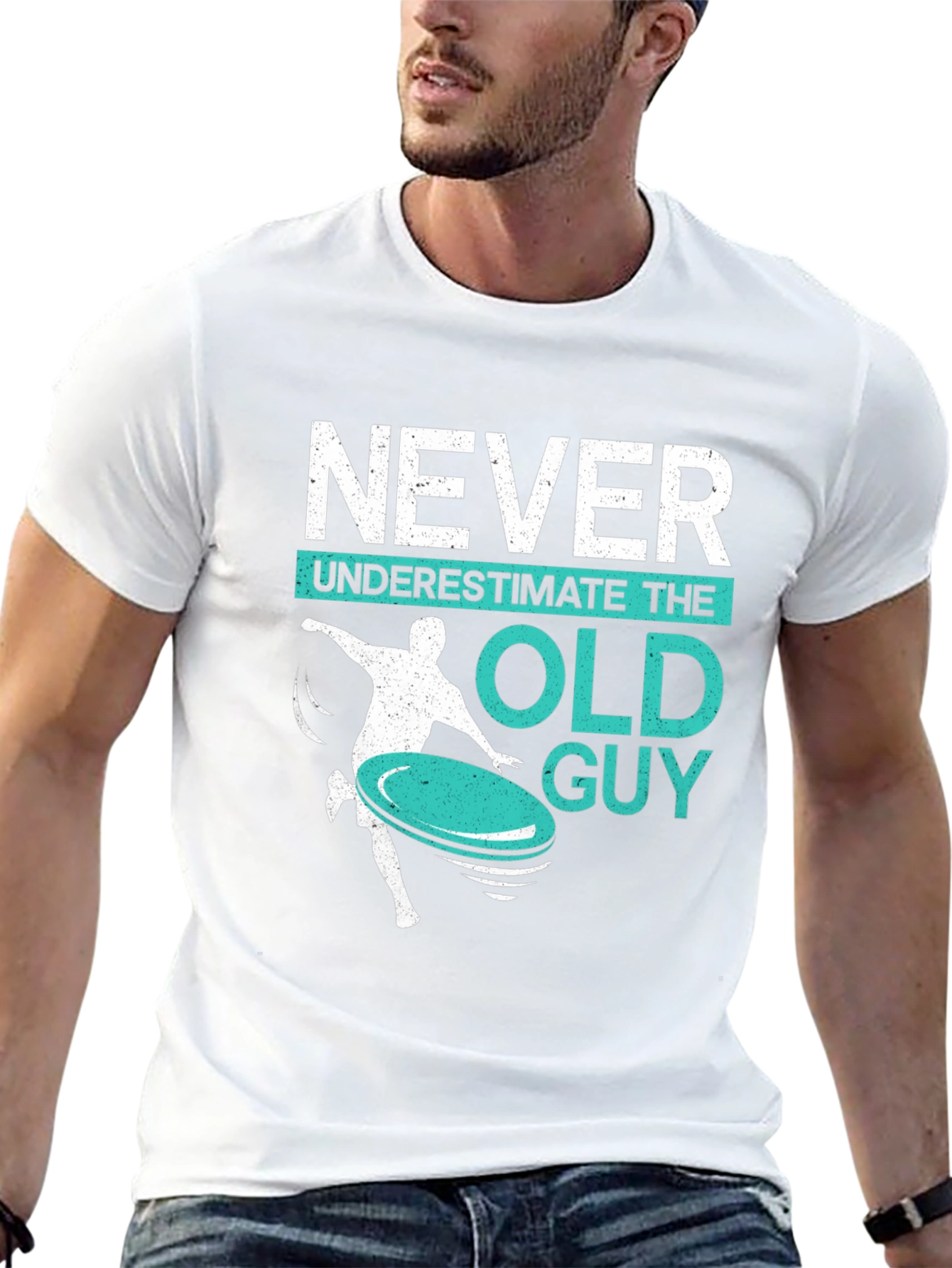 Never Underestimate The Old Guy Black Graphic Tee