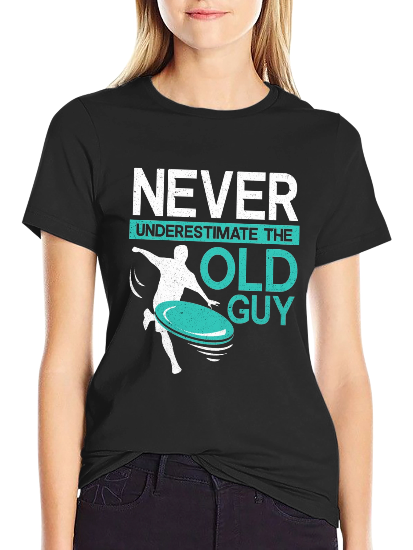 Never Underestimate The Old Guy Black Graphic Tee