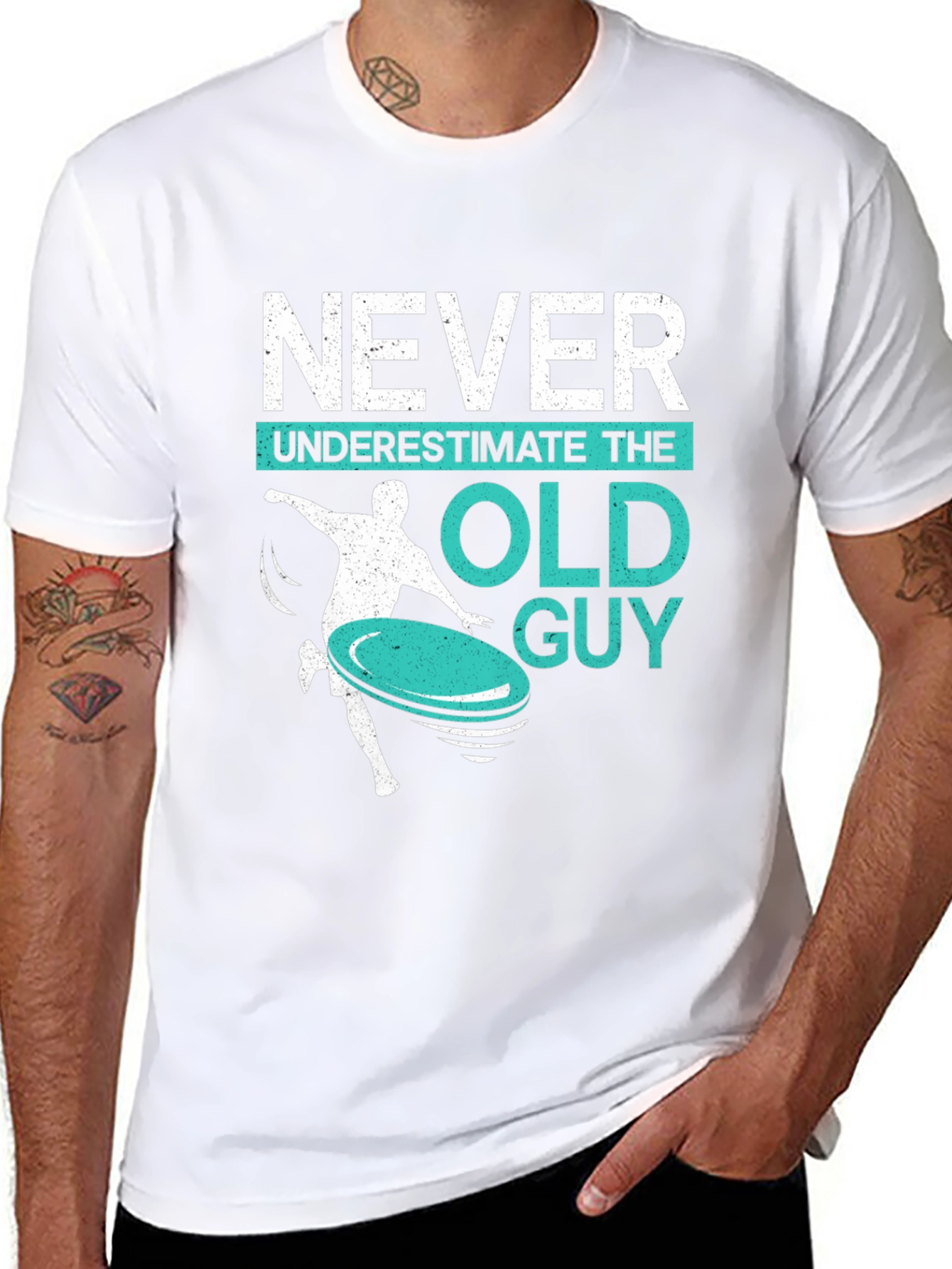 Never Underestimate The Old Guy Black Graphic Tee