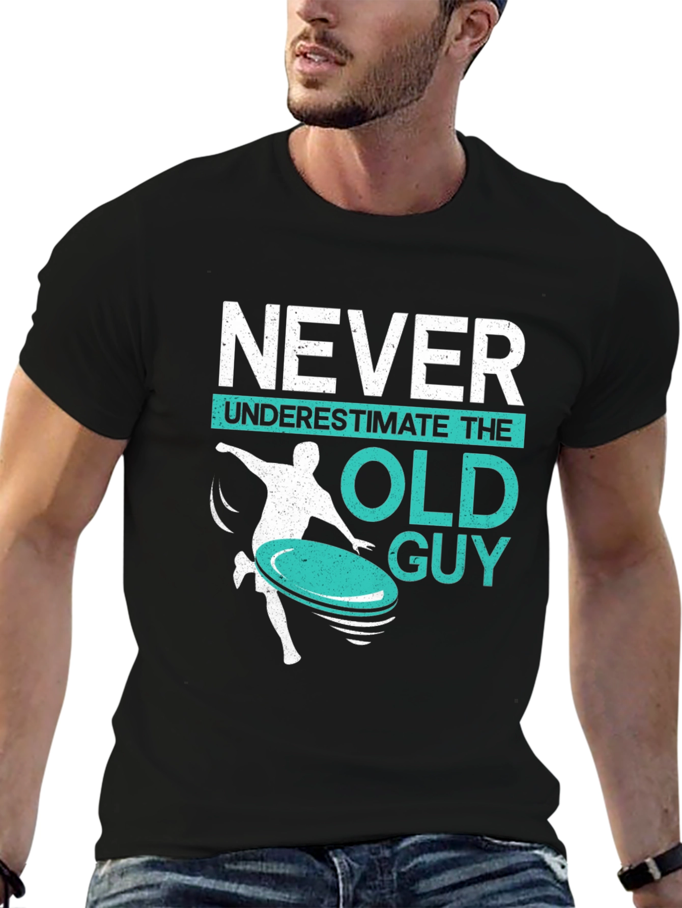 Never Underestimate The Old Guy Black Graphic Tee