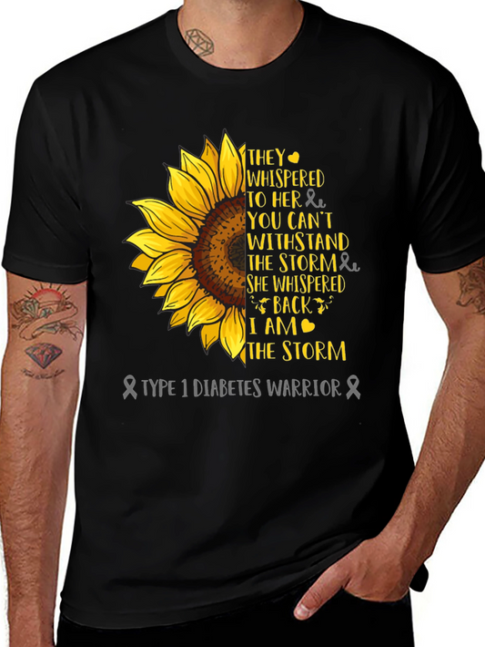 Type 1 Diabetes Warrior Sunflower T-Shirt
