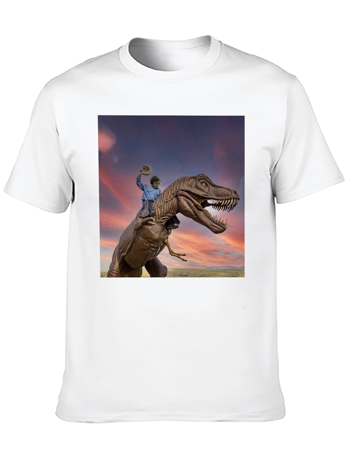 Dino Rider Graphic Tee - Black Cotton T-Shirt