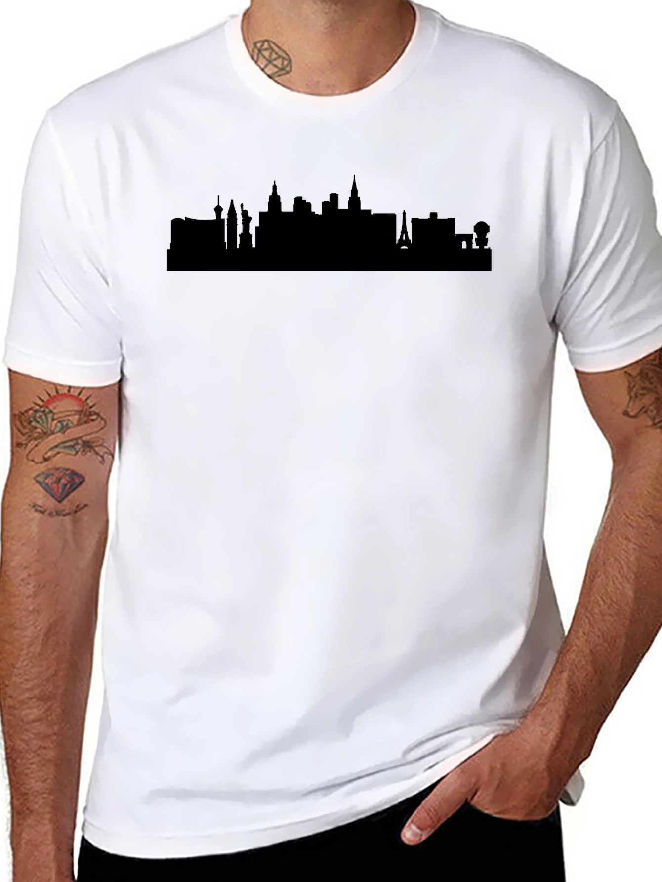 Las Vegas Skyline Graphic Tee - Black Unisex T-Shirt