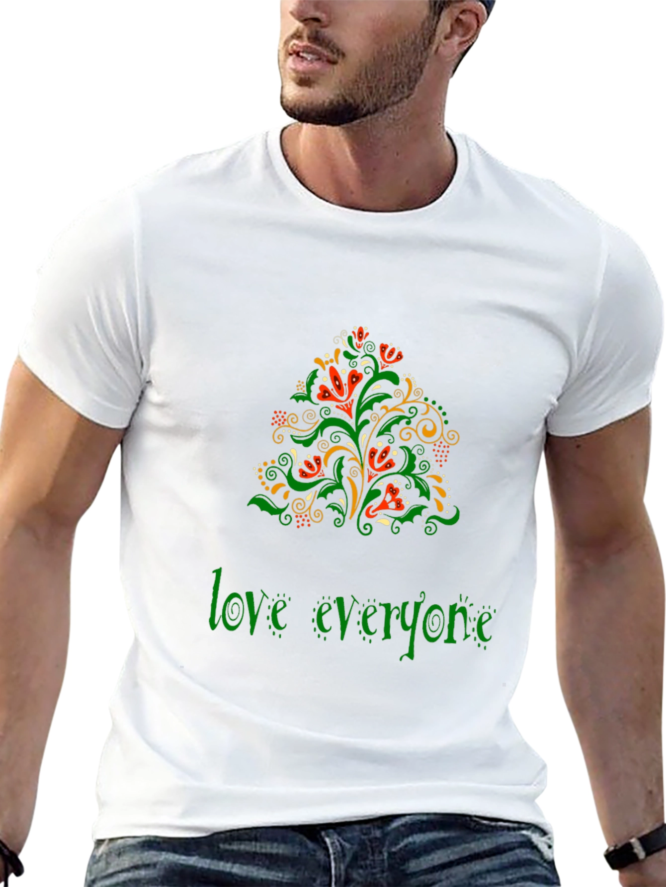 Love Everyone Floral Graphic Tee - Black