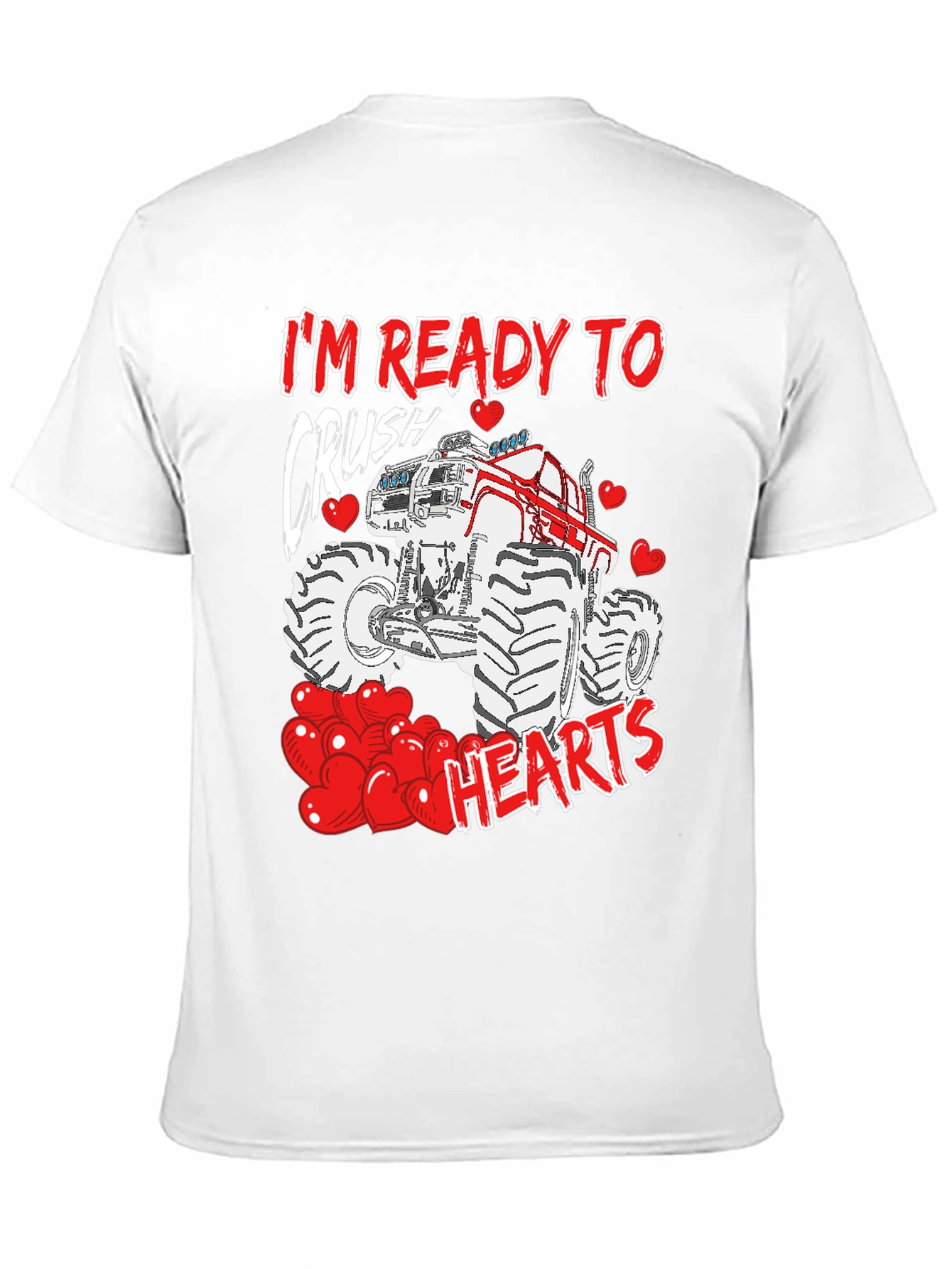 Crush Hearts Monster Truck Valentines Day T-Shirt