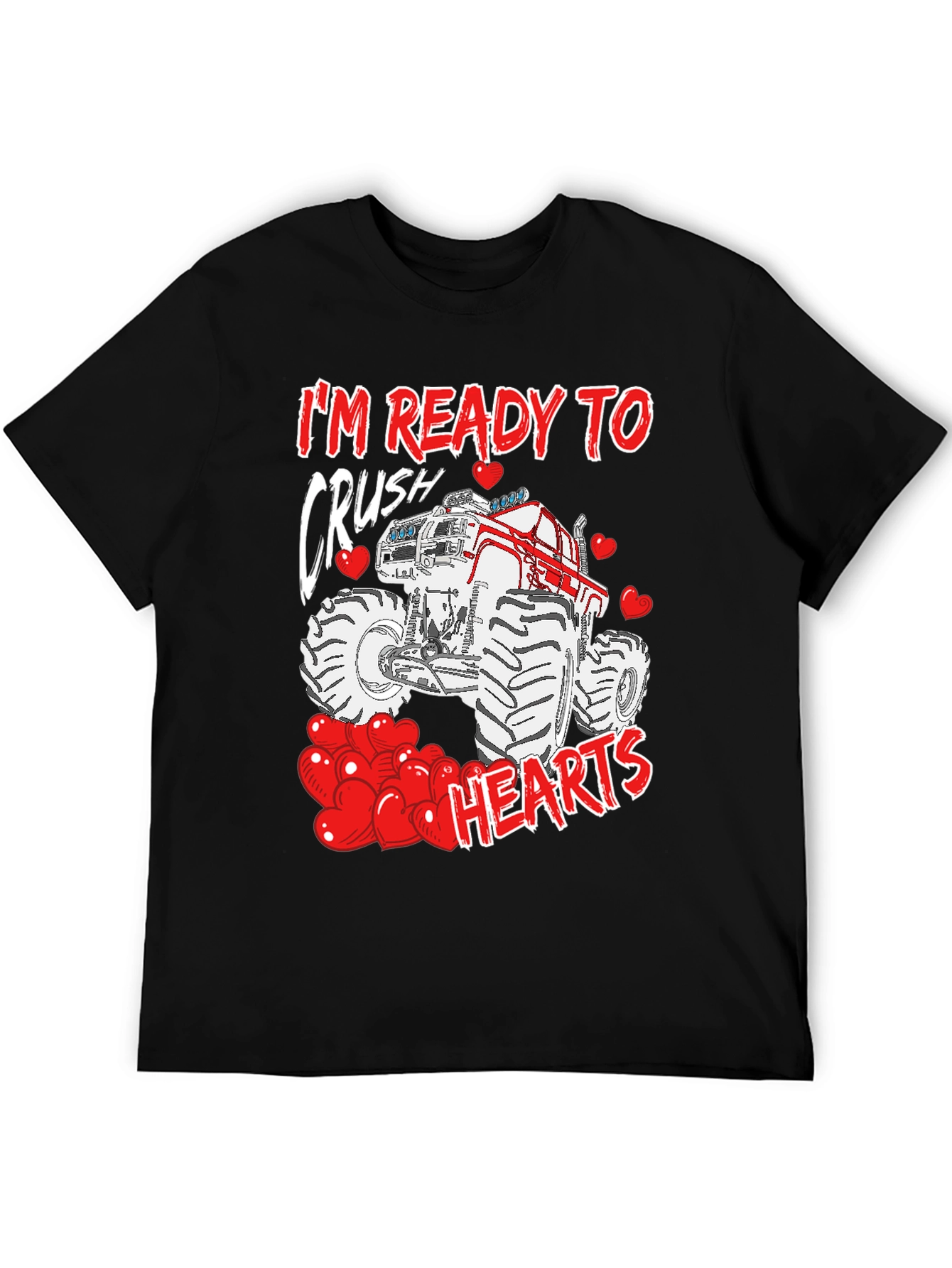 Crush Hearts Monster Truck Valentines Day T-Shirt