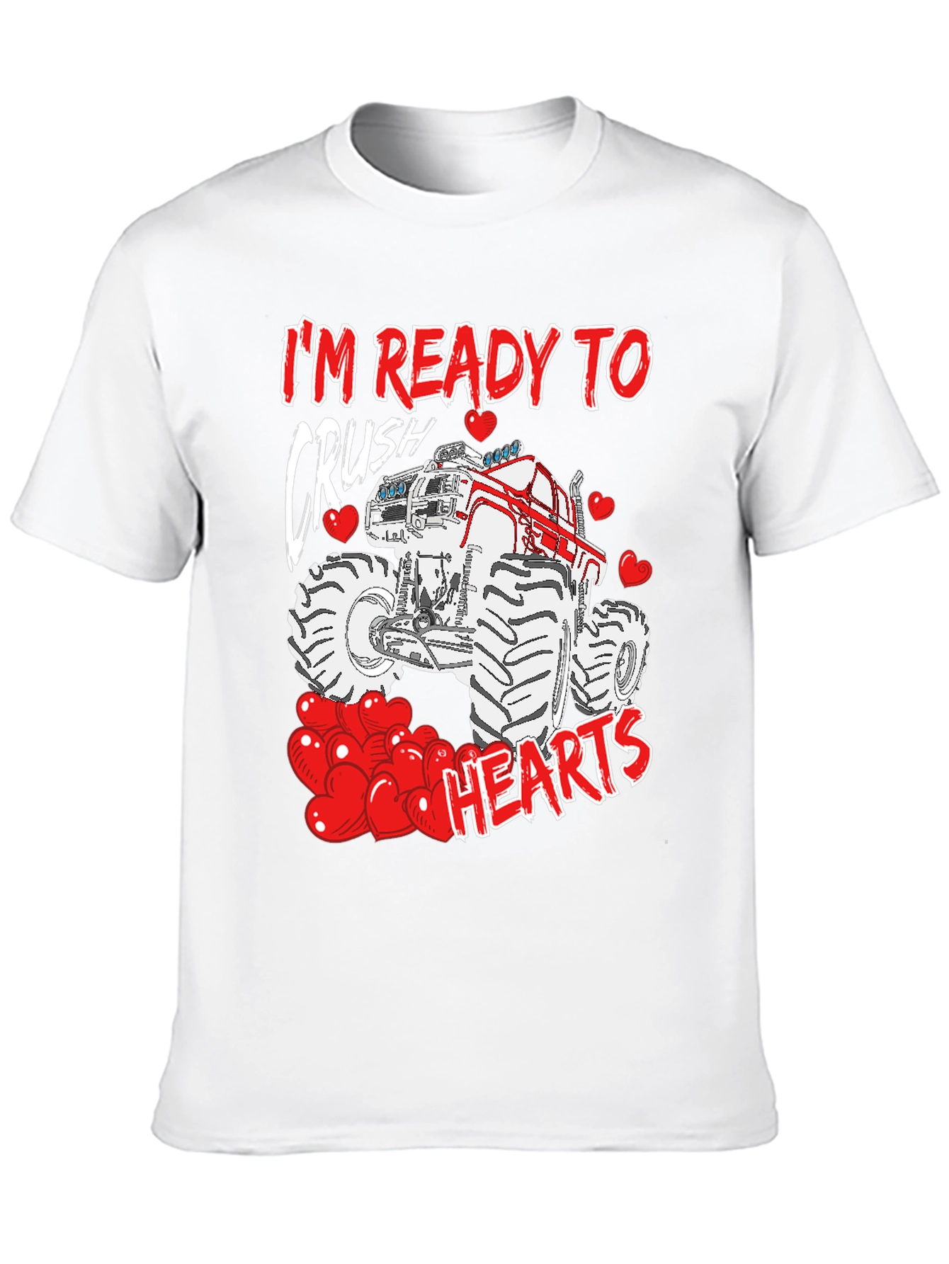 Crush Hearts Monster Truck Valentines Day T-Shirt