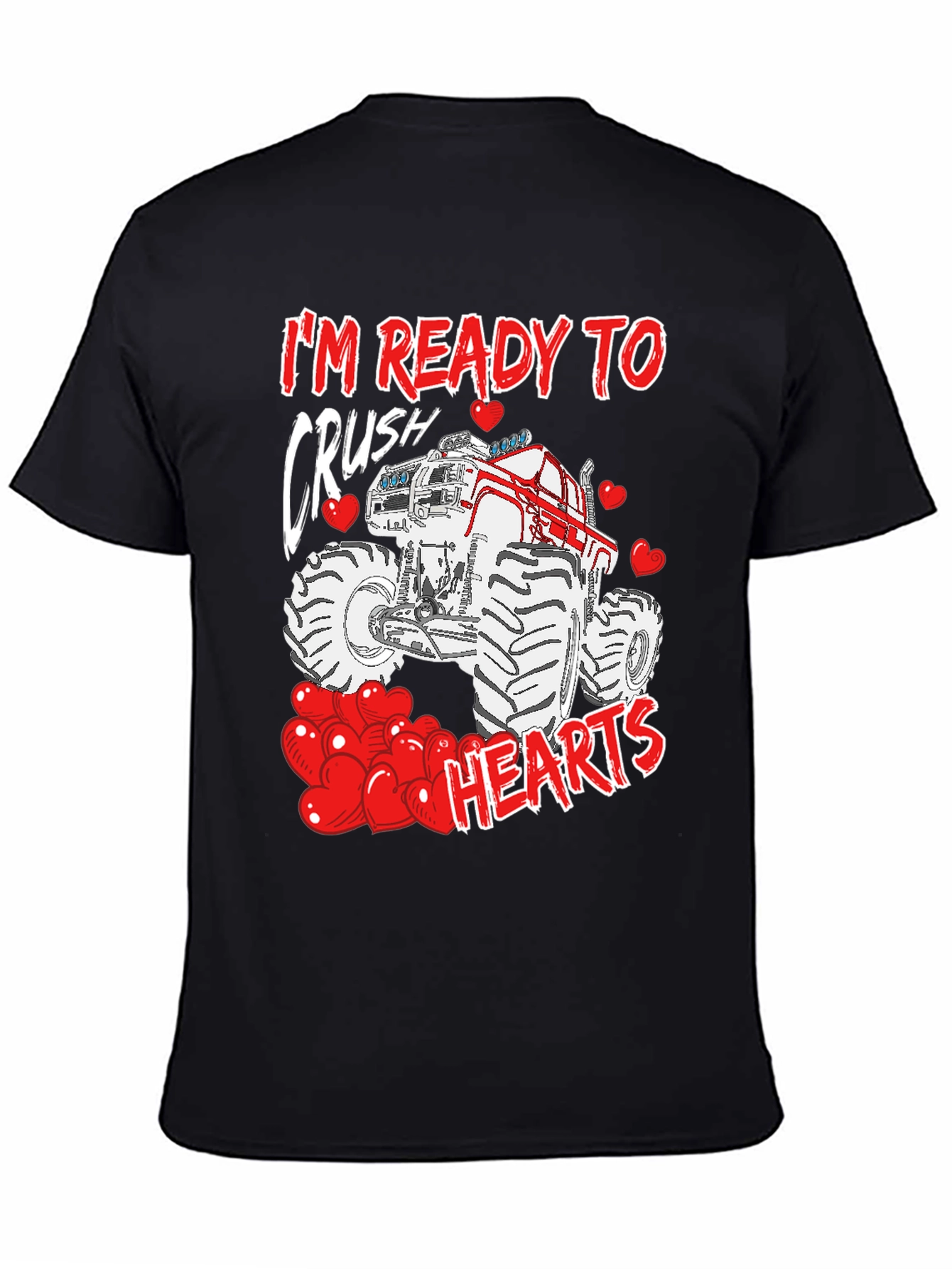 Crush Hearts Monster Truck Valentines Day T-Shirt