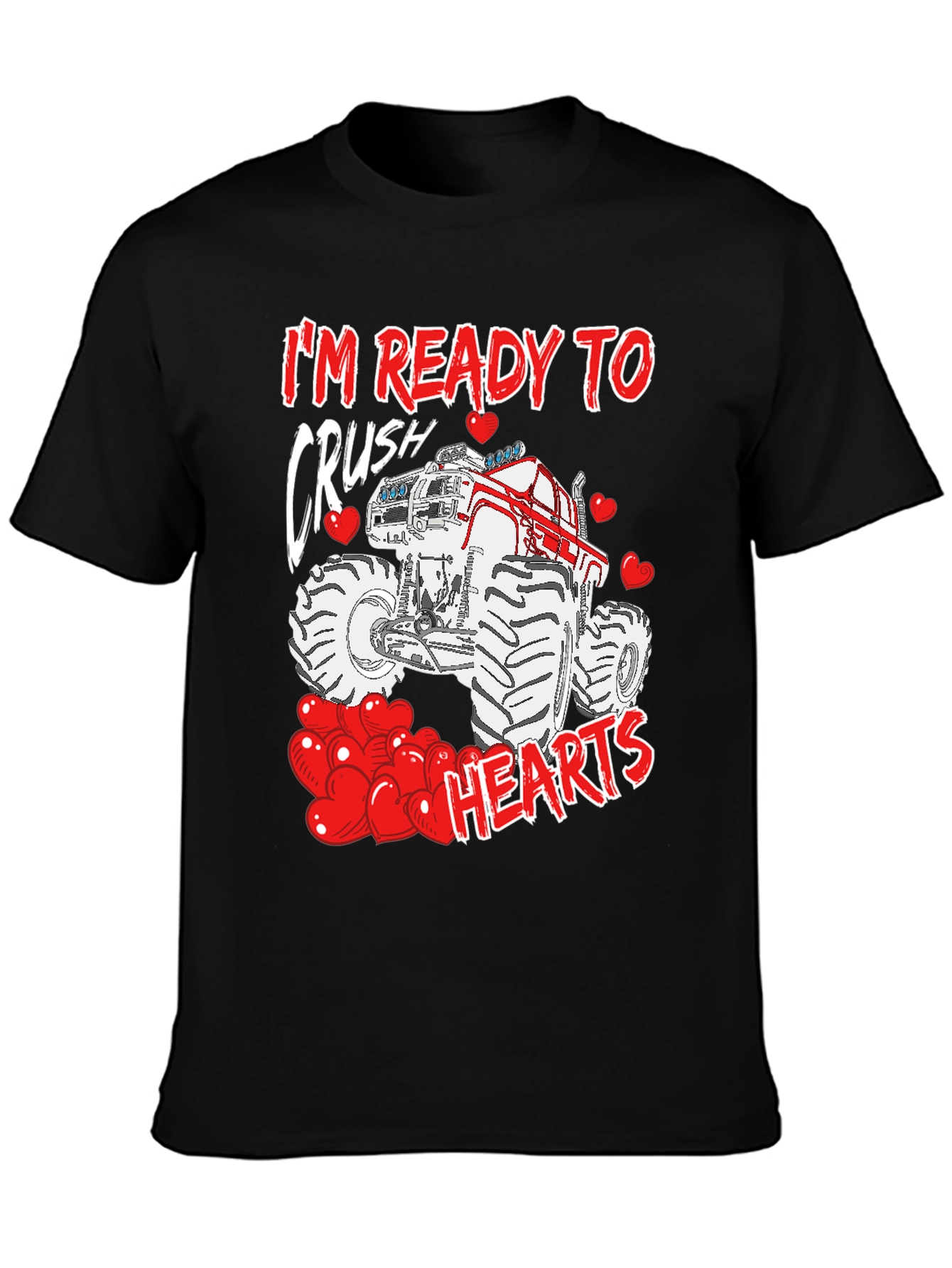 Crush Hearts Monster Truck Valentines Day T-Shirt