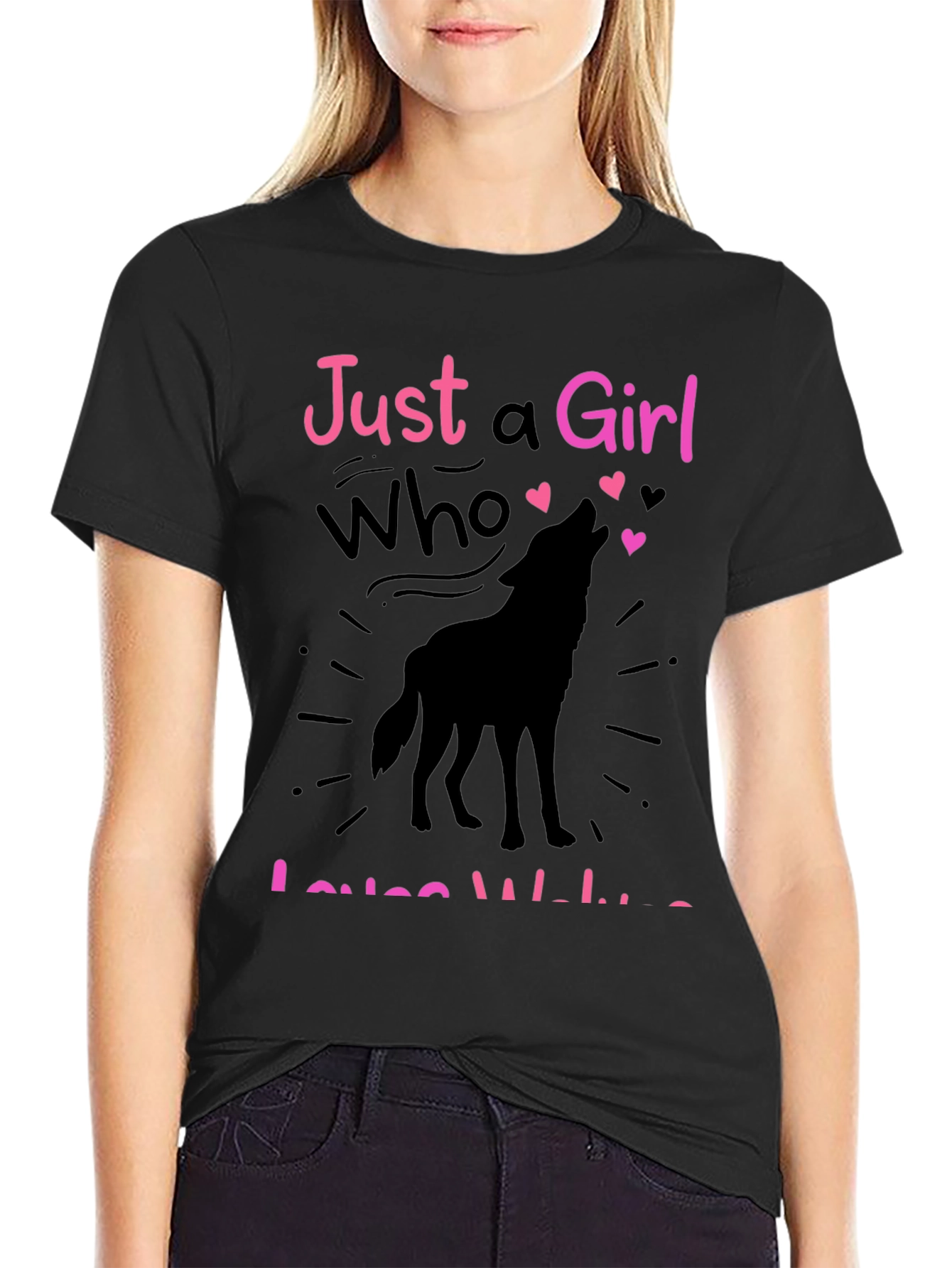 Just a Girl Who Loves Wolves Graphic T-Shirt