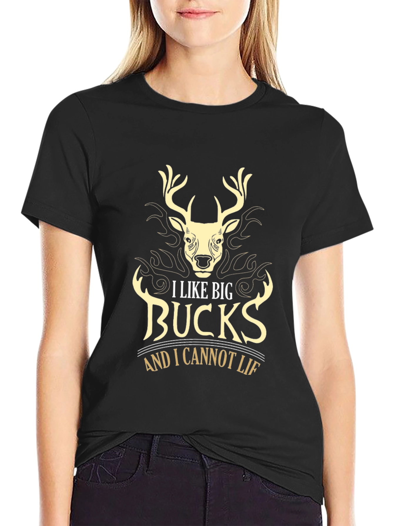 Mens Black I Like Big Bucks Graphic Tee