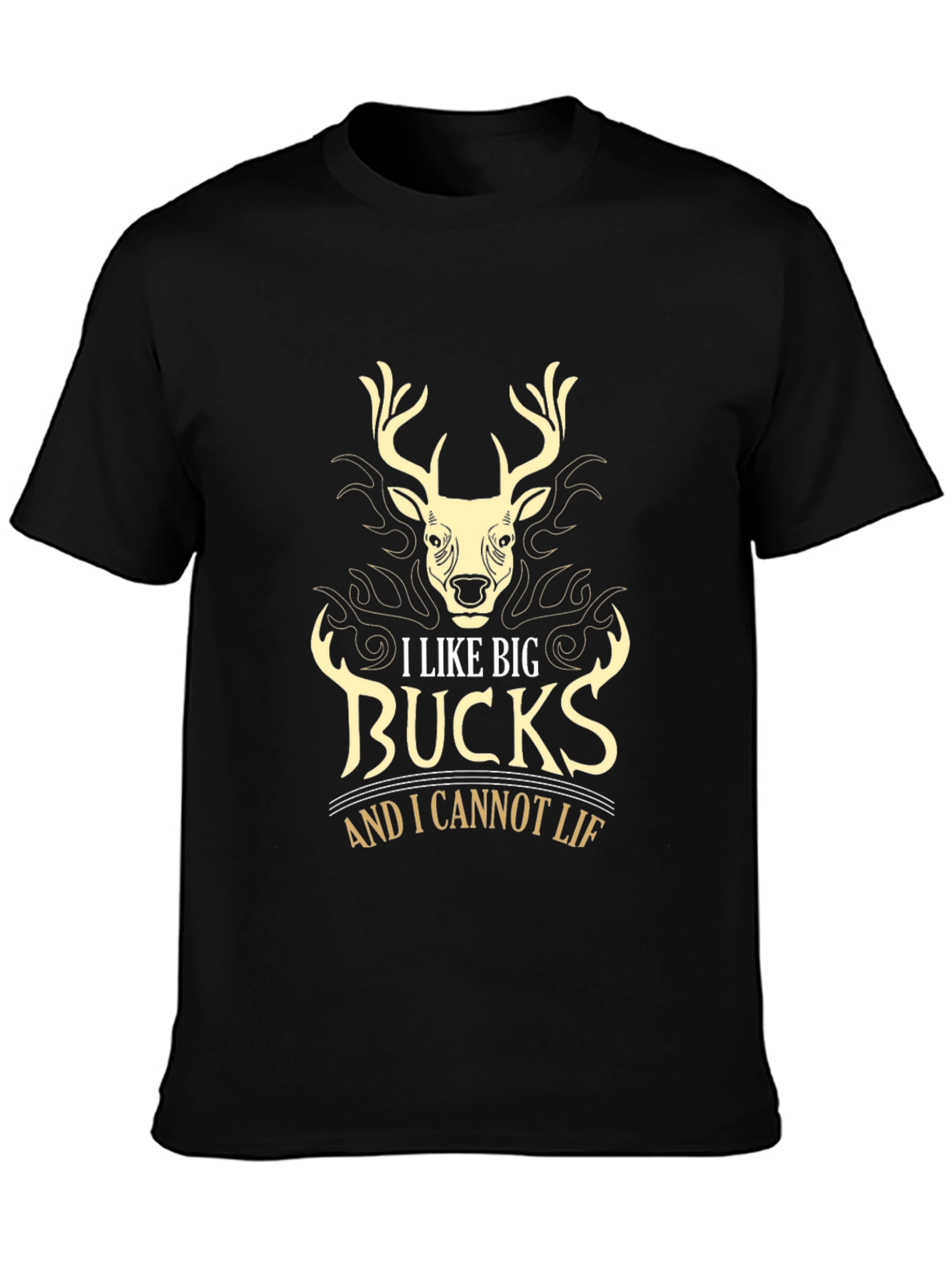 Mens Black I Like Big Bucks Graphic Tee