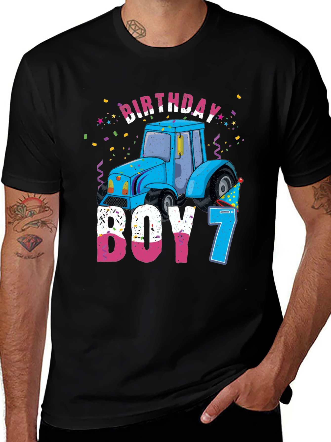 Birthday Boy 7 Tractor T-Shirt