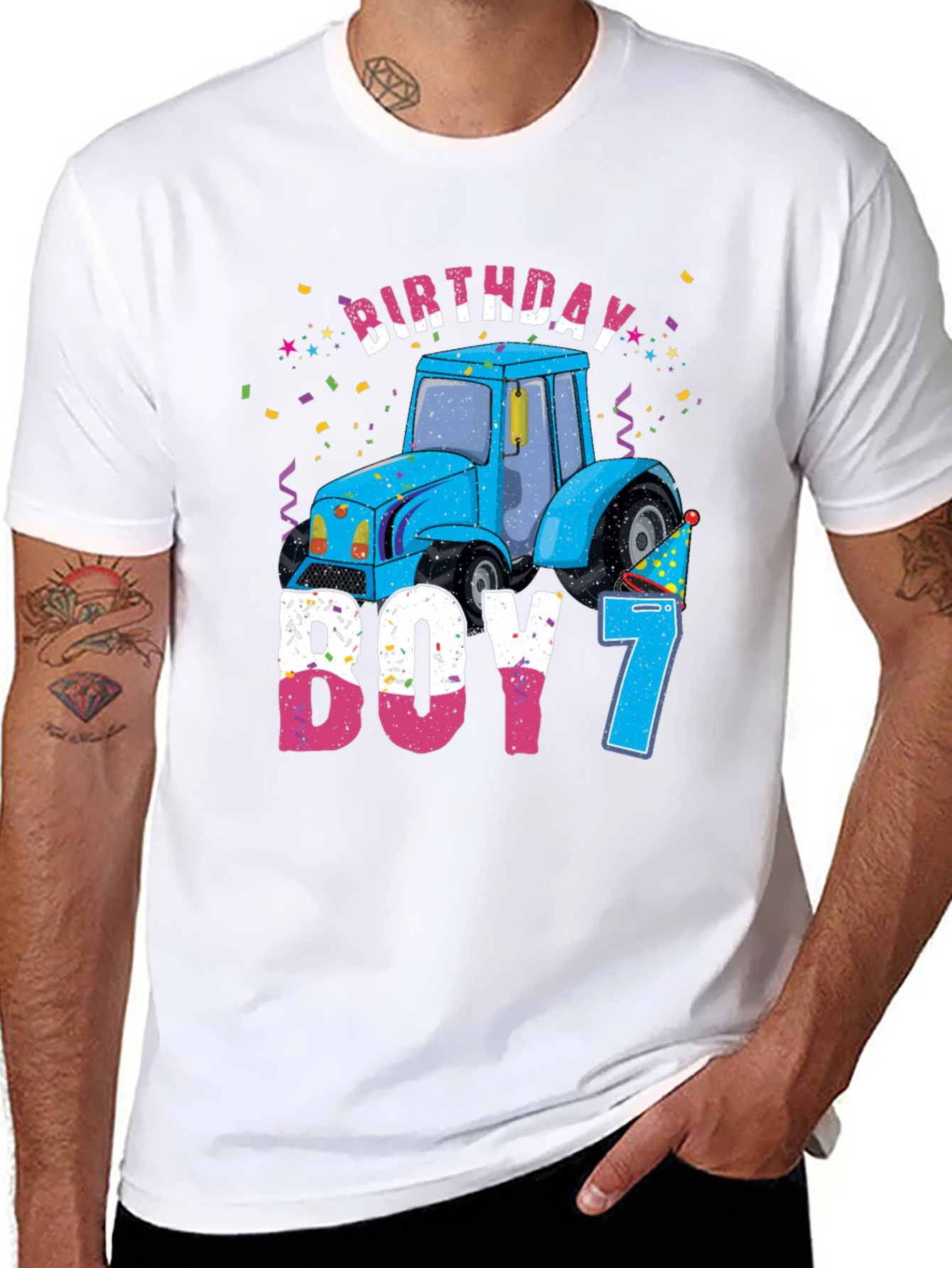 Birthday Boy 7 Tractor T-Shirt