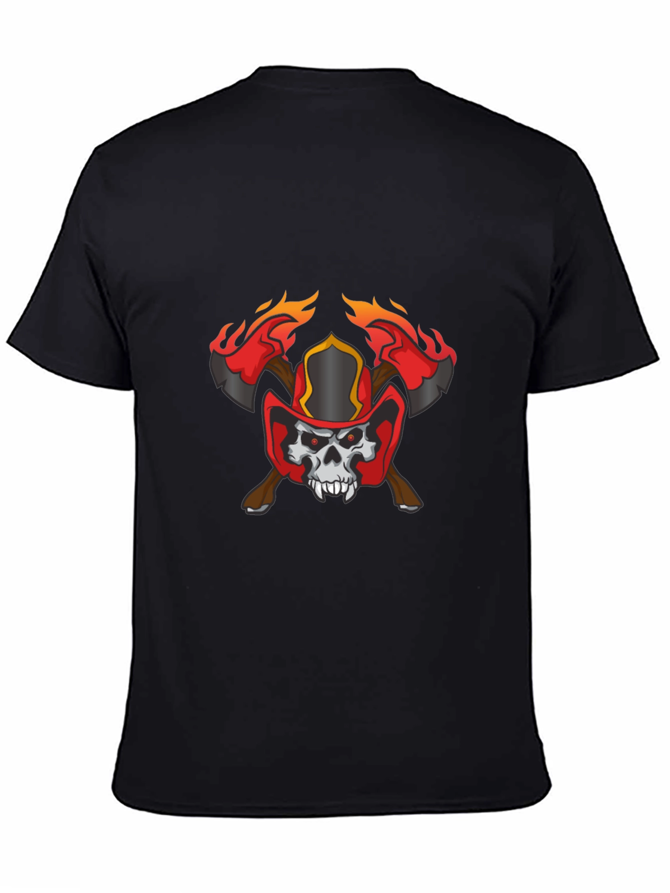 Skull Firefighter Axe Graphic T-Shirt