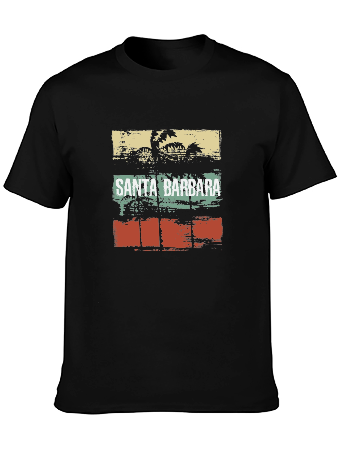 Santa Barbara Palm Tree Black T-Shirt