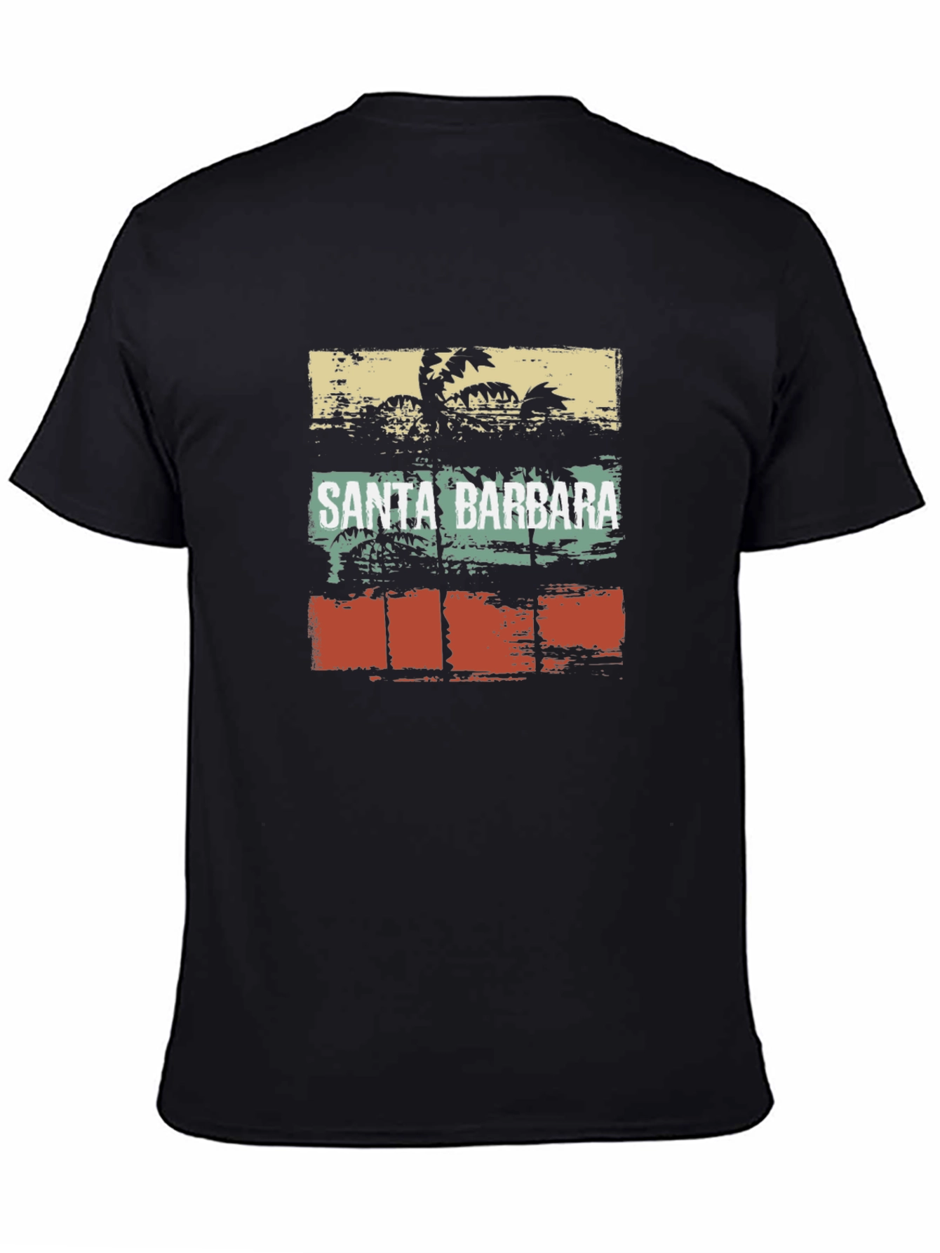 Santa Barbara Palm Tree Black T-Shirt
