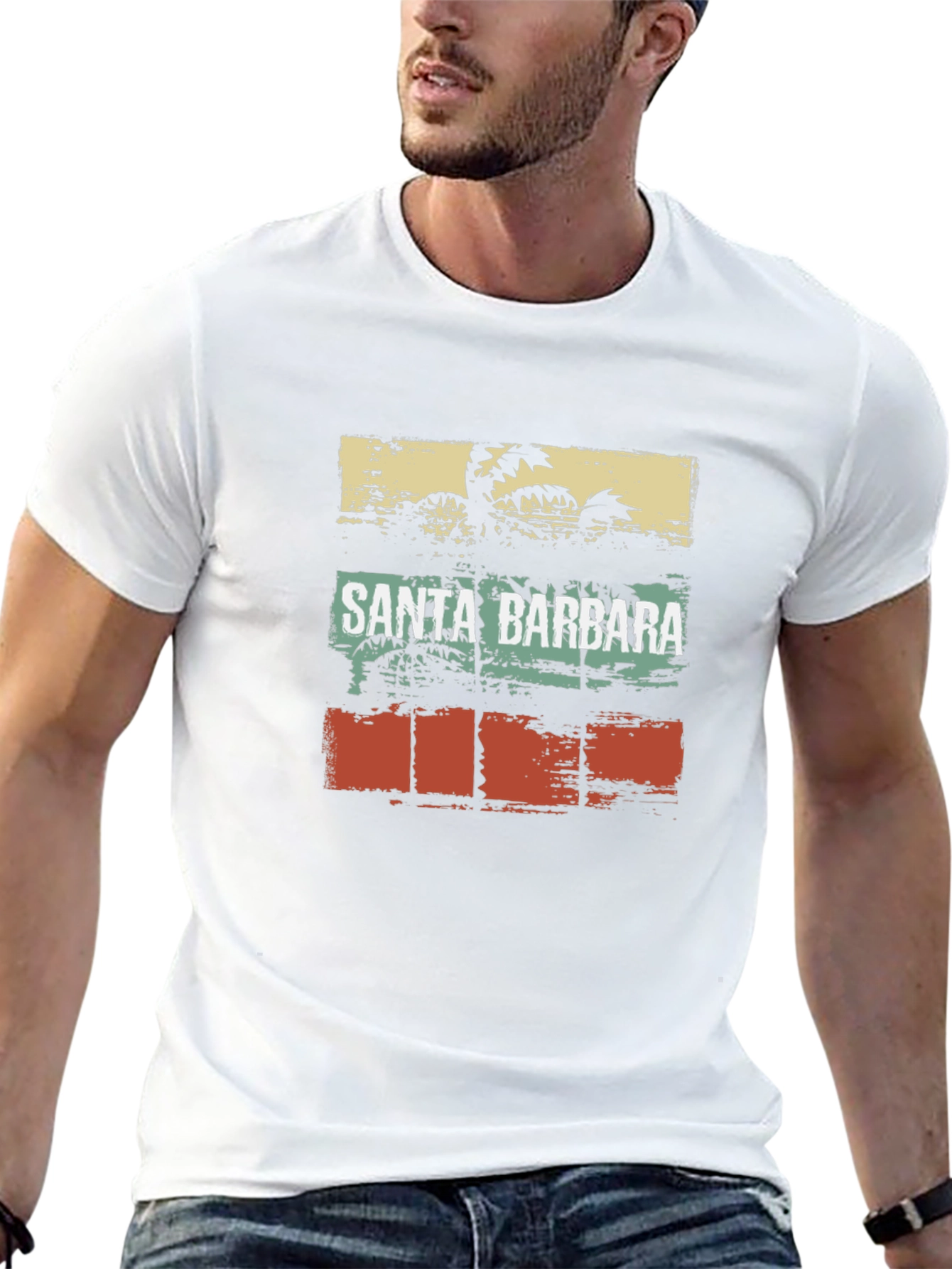 Santa Barbara Palm Tree Black T-Shirt