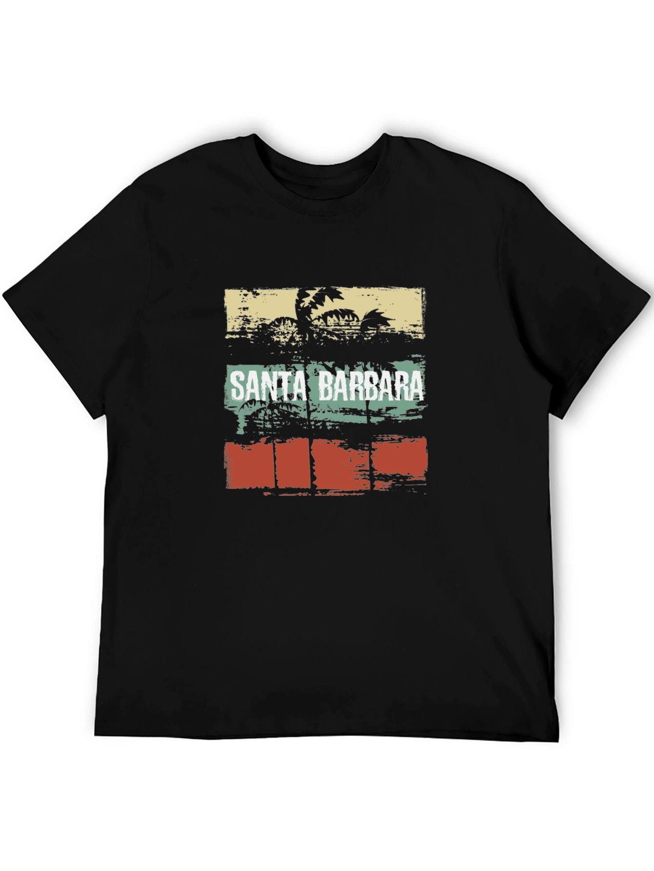 Santa Barbara Palm Tree Black T-Shirt