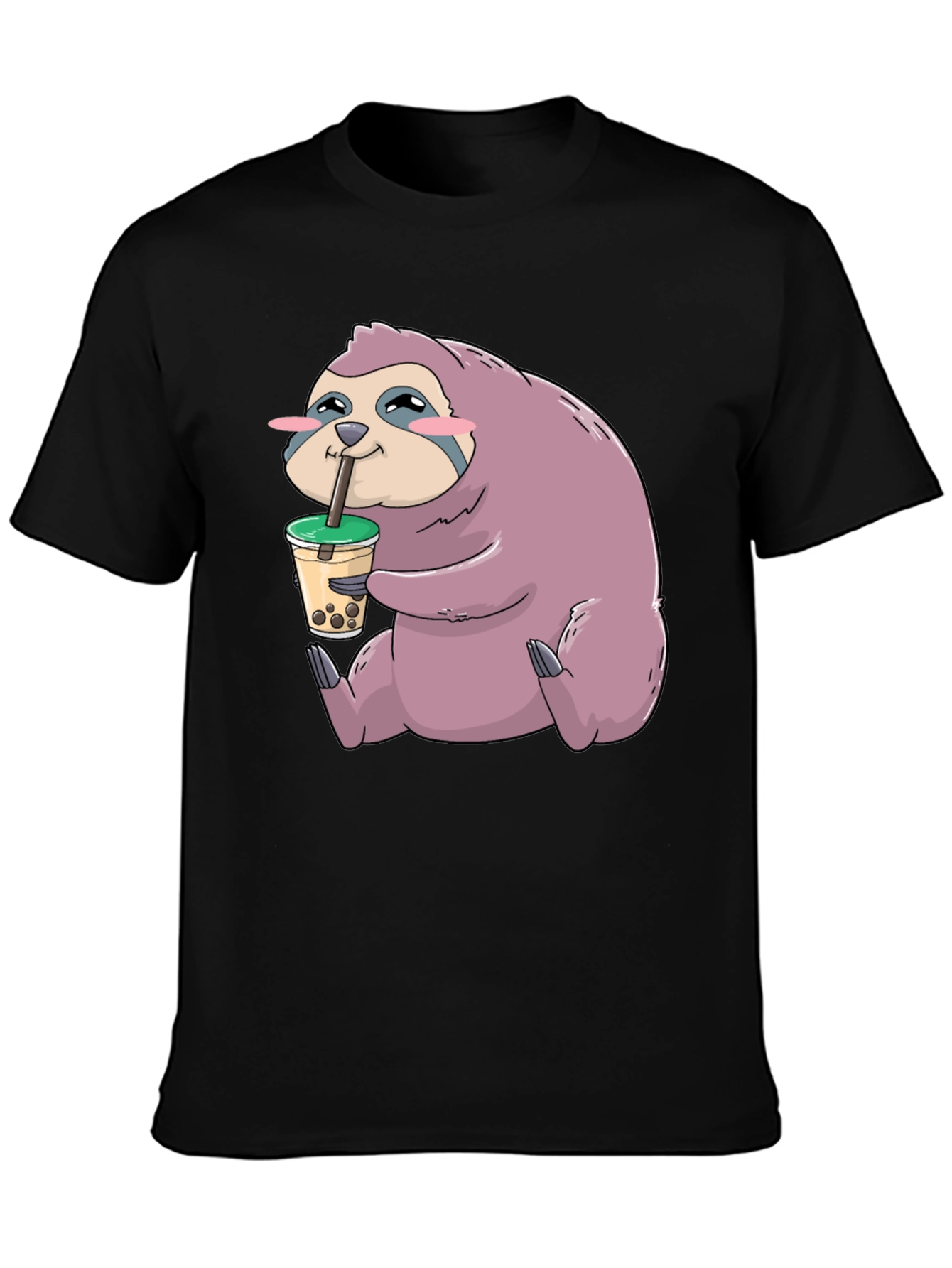 Sloth Boba Tea Graphic T-Shirt - Relaxed Style