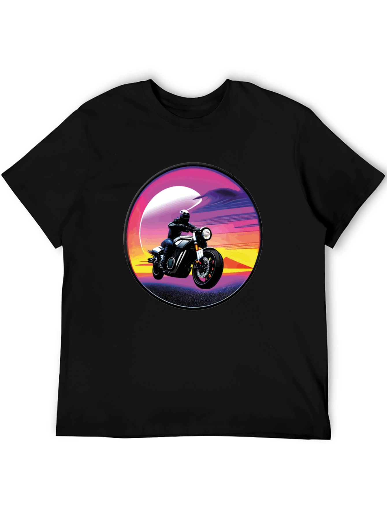 Retro Motorcycle Sunset Graphic T-Shirt