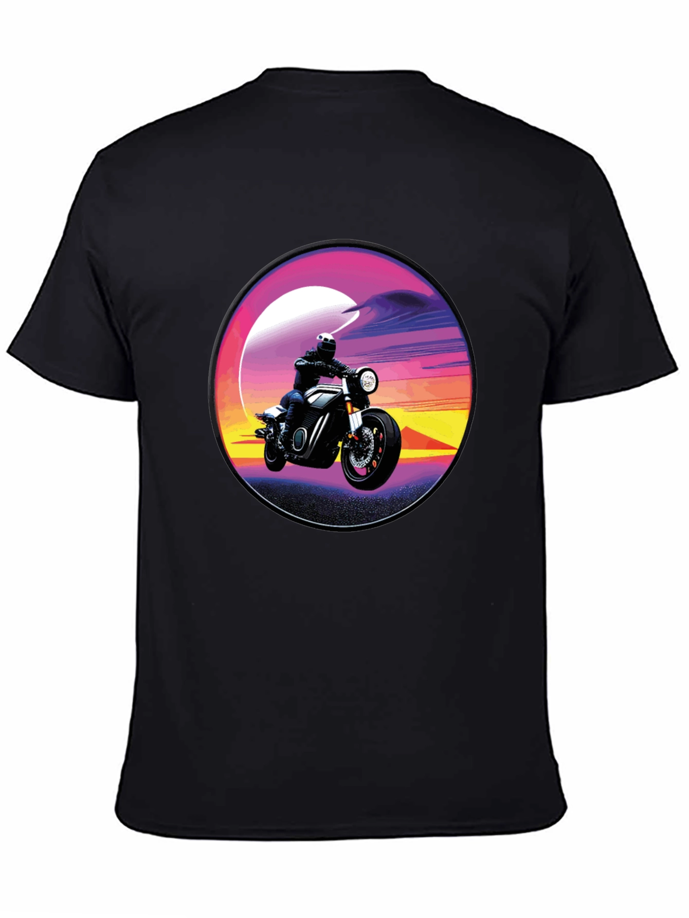 Retro Motorcycle Sunset Graphic T-Shirt