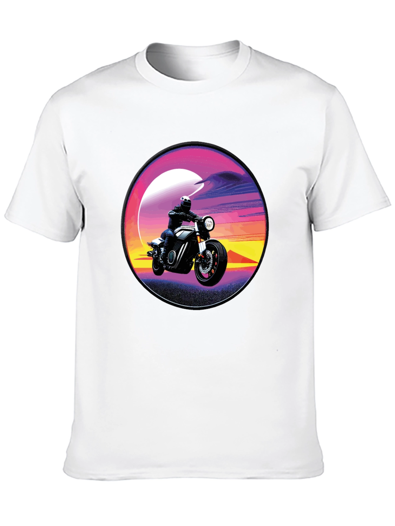 Retro Motorcycle Sunset Graphic T-Shirt