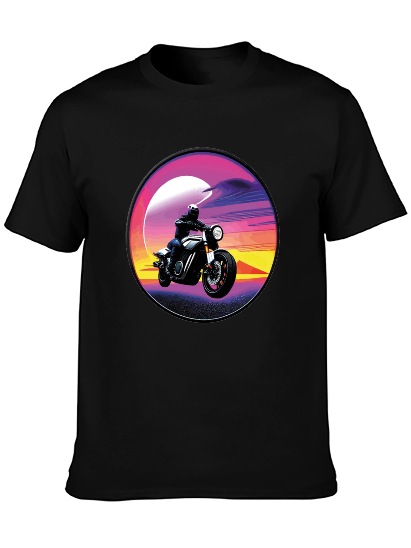 Retro Motorcycle Sunset Graphic T-Shirt