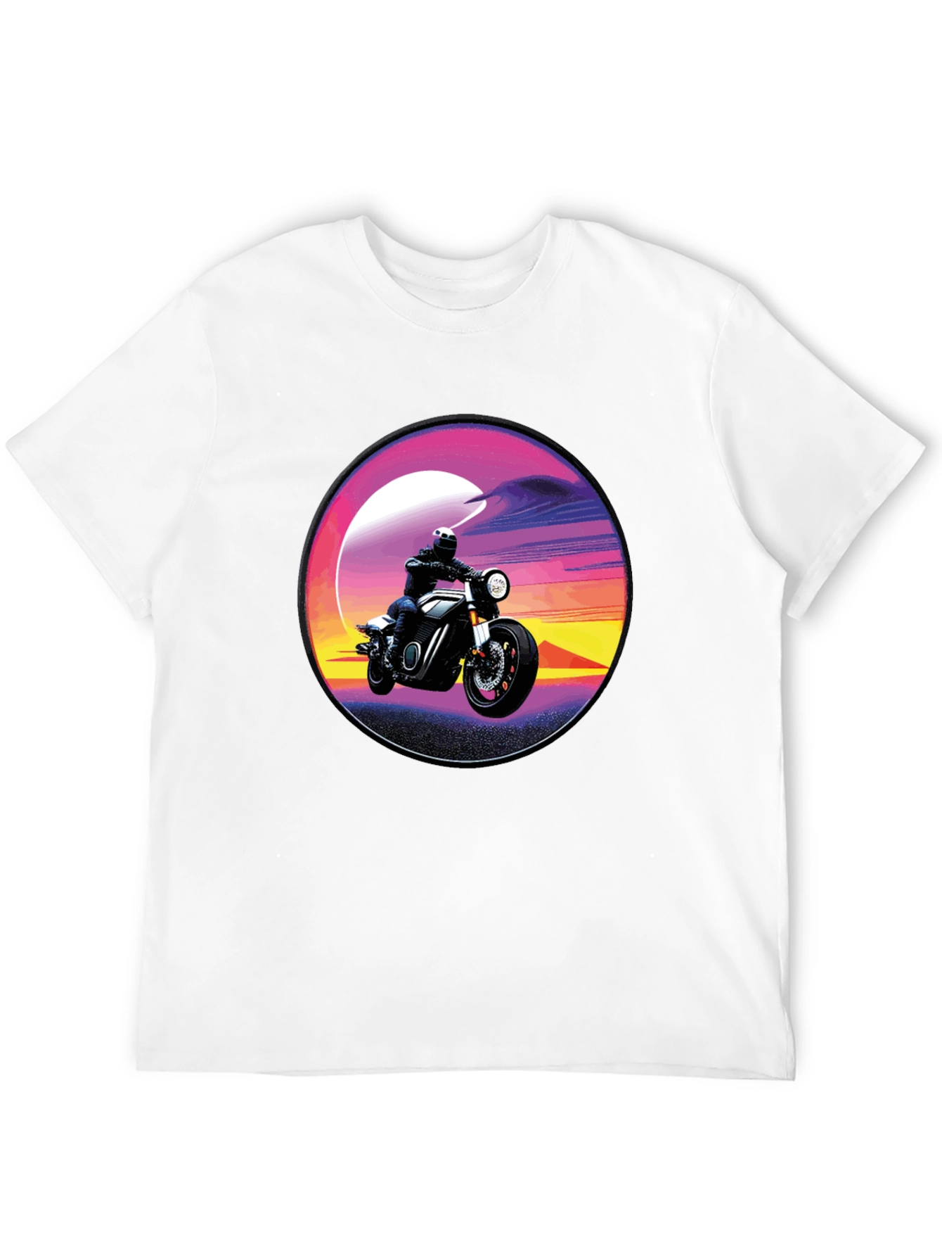 Retro Motorcycle Sunset Graphic T-Shirt