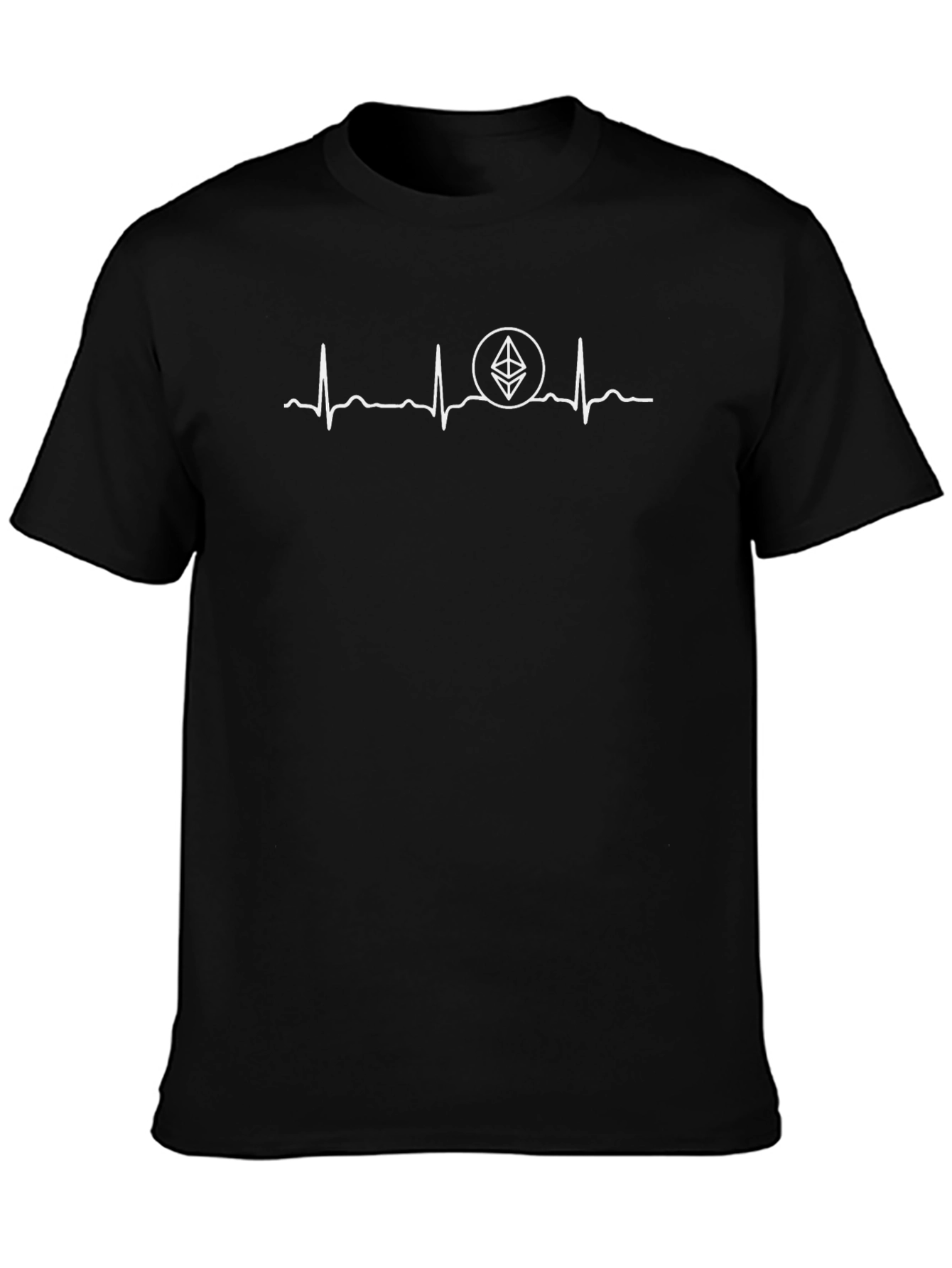 Ethereum Heartbeat Black T-Shirt - Crypto Love!