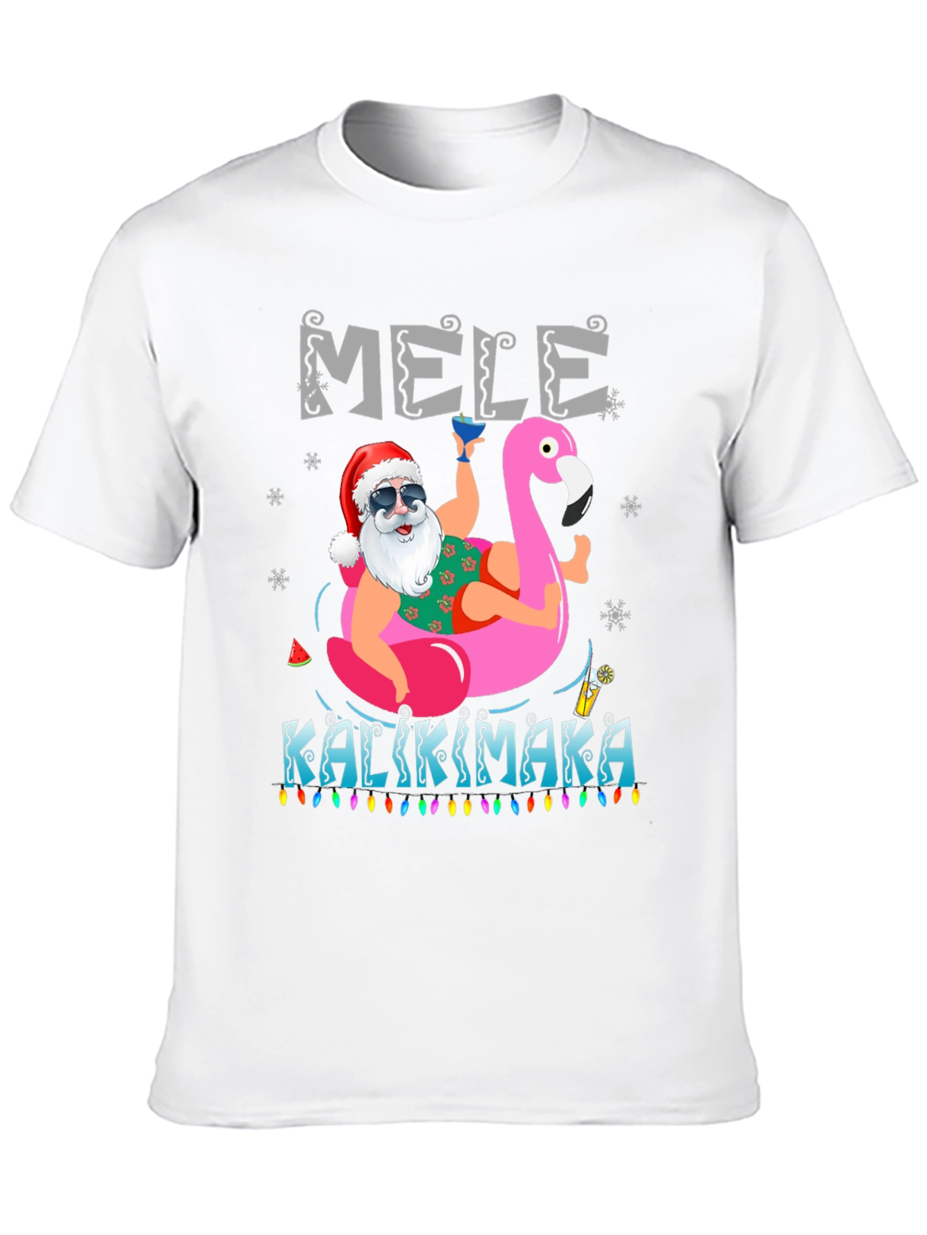 Mele Kalikimaka Santa Flamingo T-Shirt