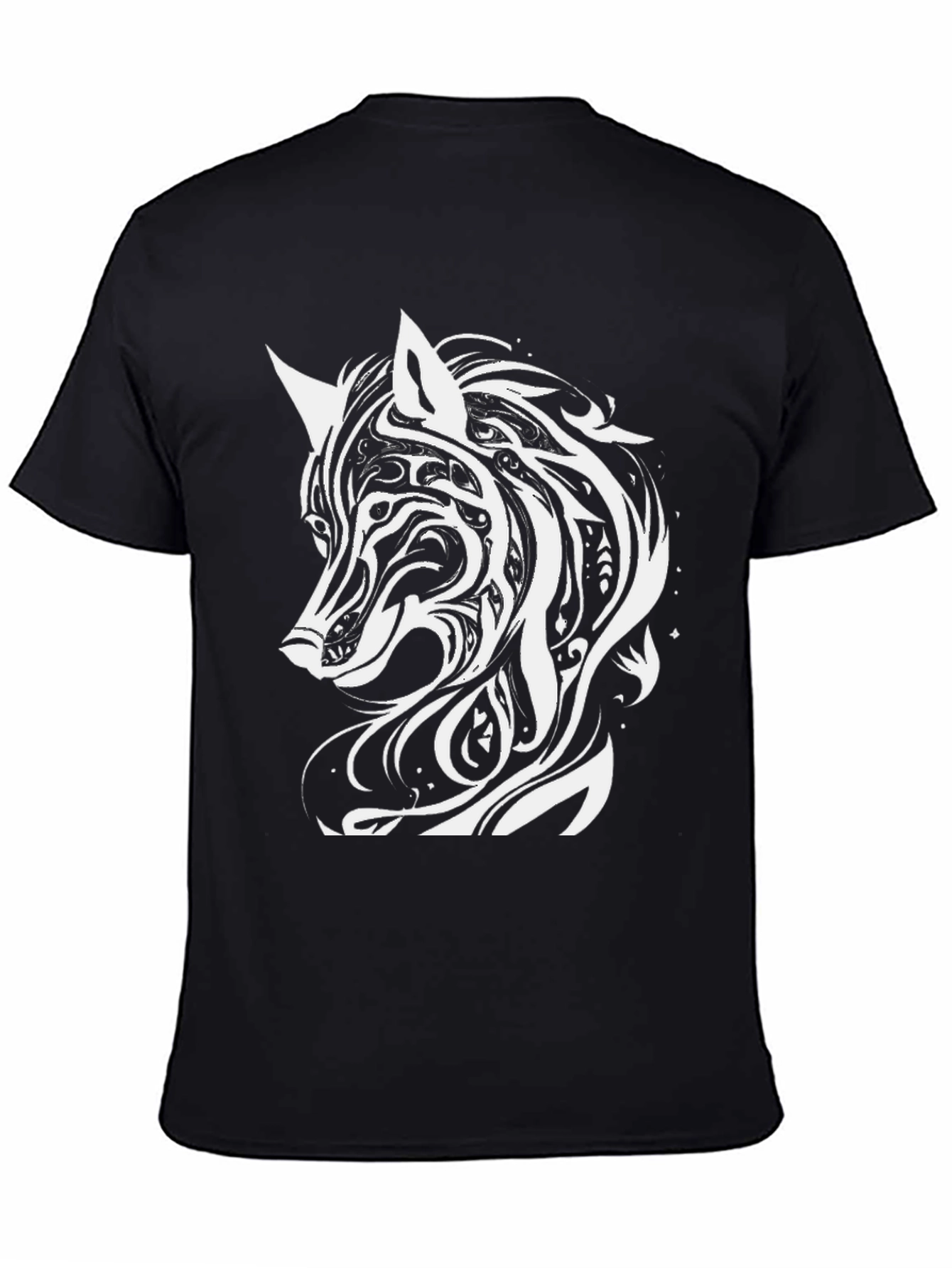 Tribal Wolf Graphic Tee - Black