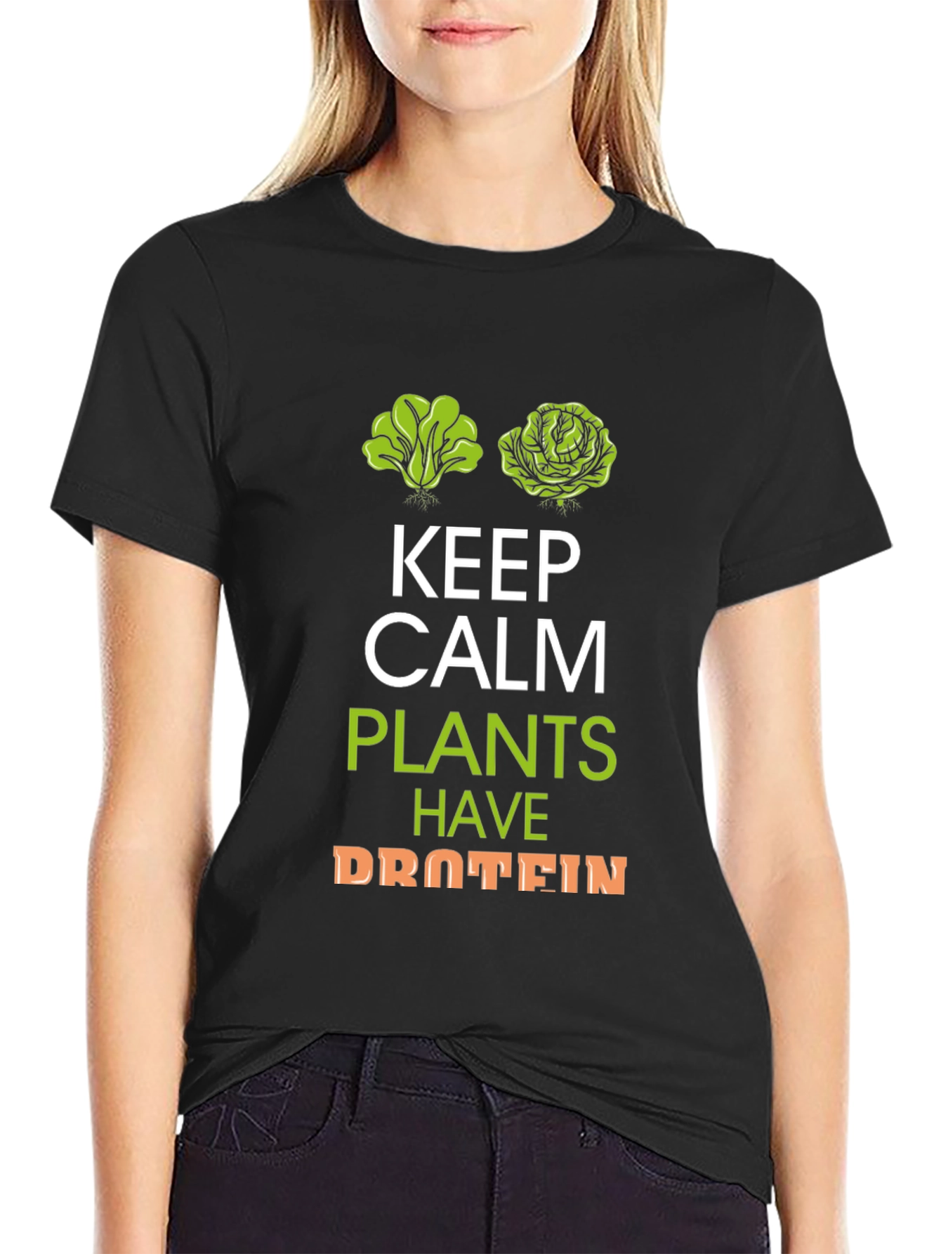 Keep Calm Plants Have Protein T-Shirt - Vegan Tee