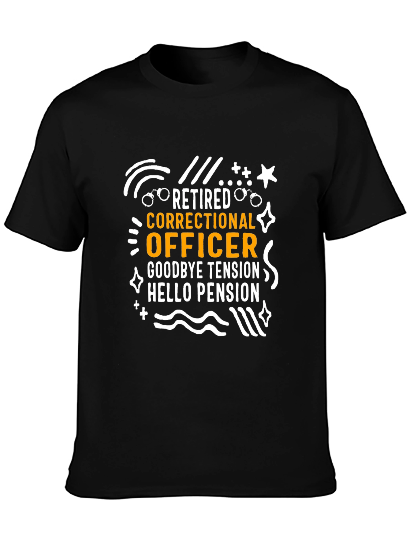 Retired Correctional Officer Black Graphic T-Shirt