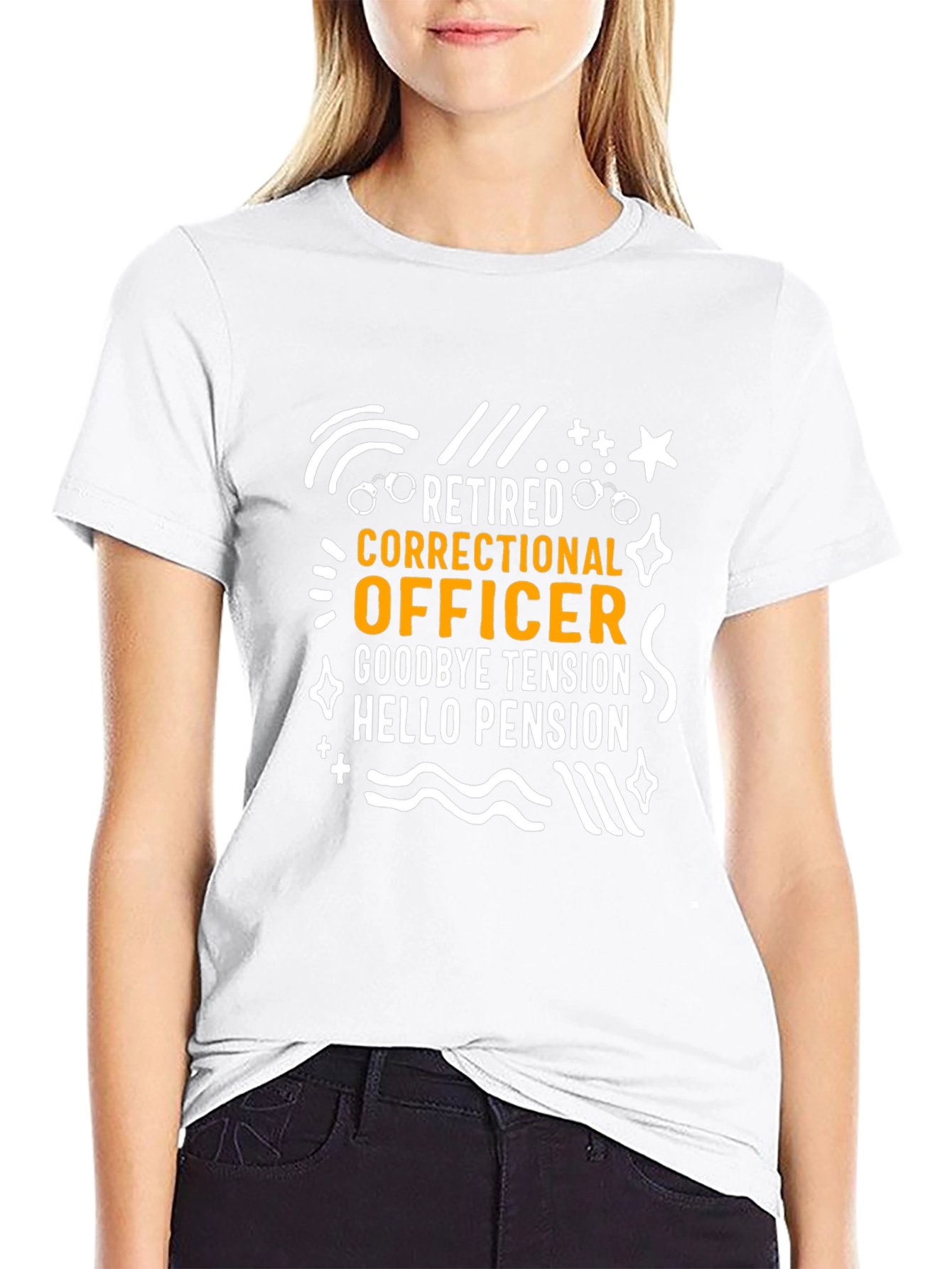 Retired Correctional Officer Black Graphic T-Shirt
