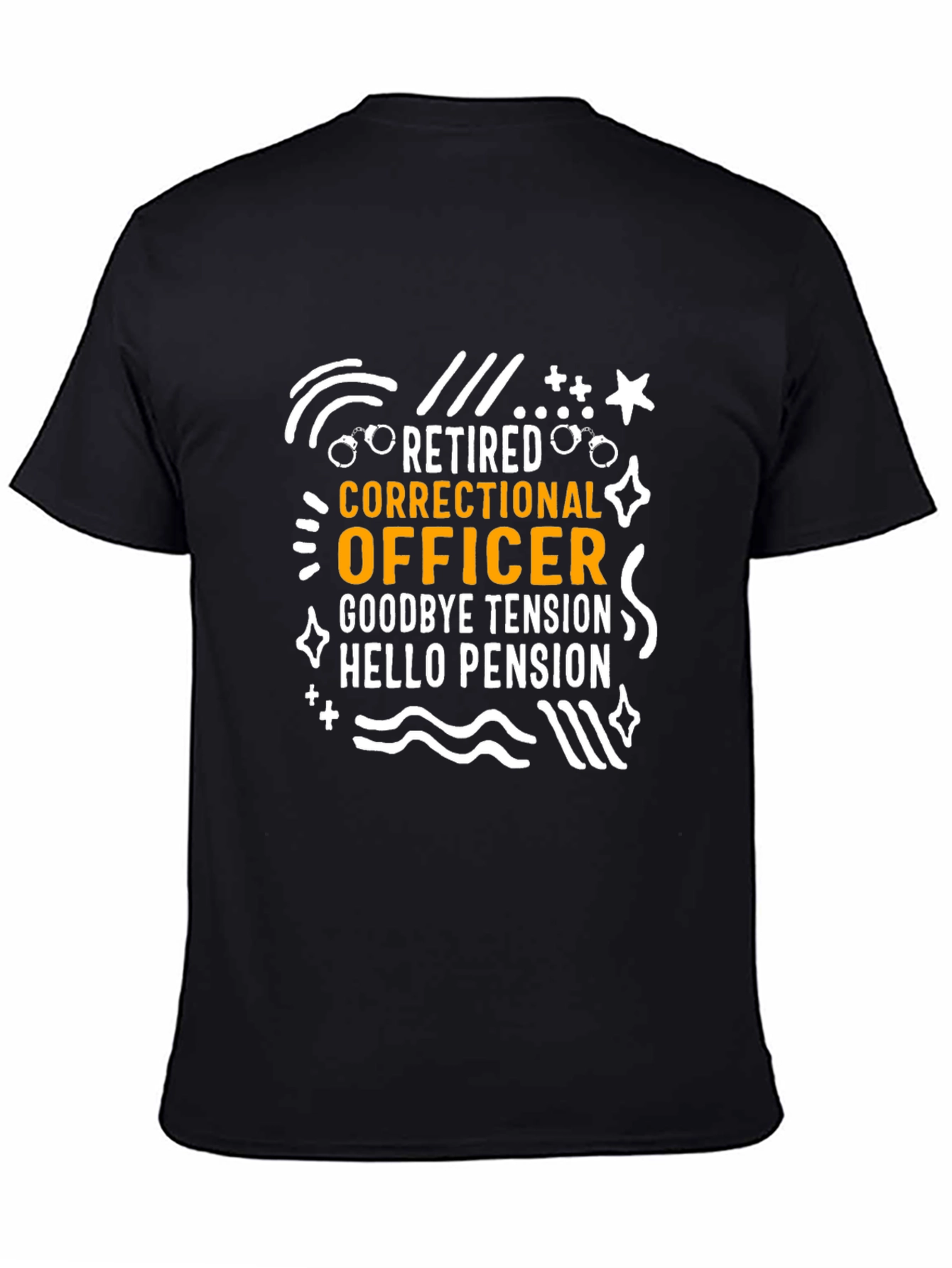 Retired Correctional Officer Black Graphic T-Shirt