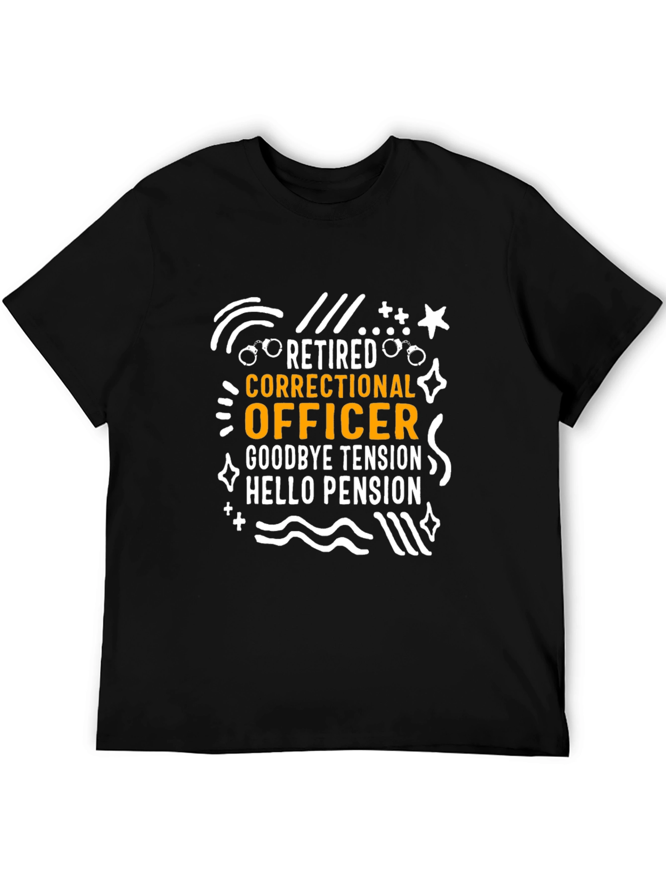 Retired Correctional Officer Black Graphic T-Shirt