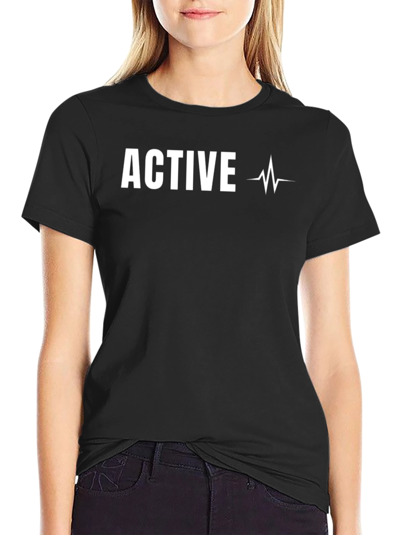 Active Heartbeat T-Shirt - Black Graphic Tee