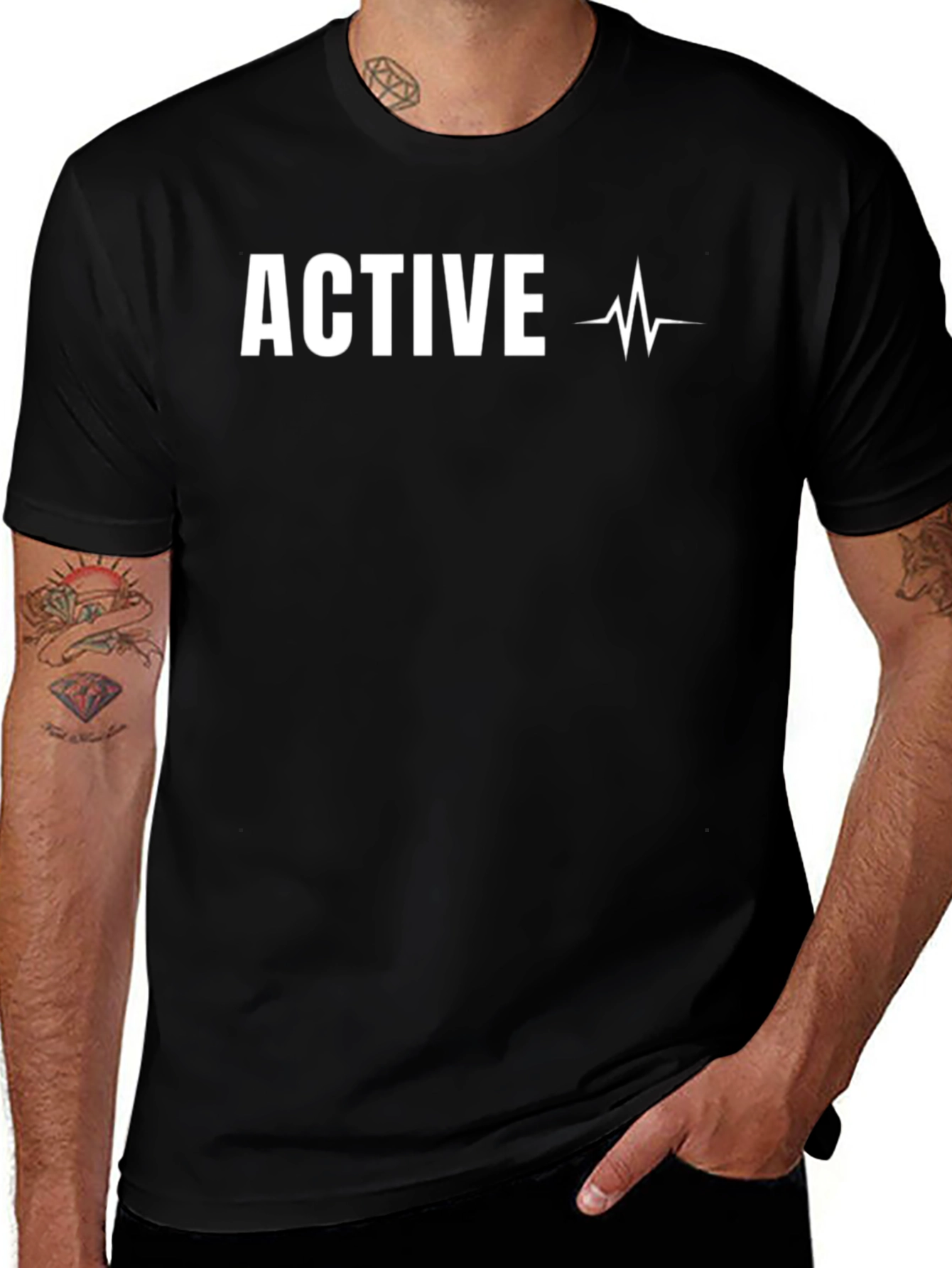 Active Heartbeat T-Shirt - Black Graphic Tee