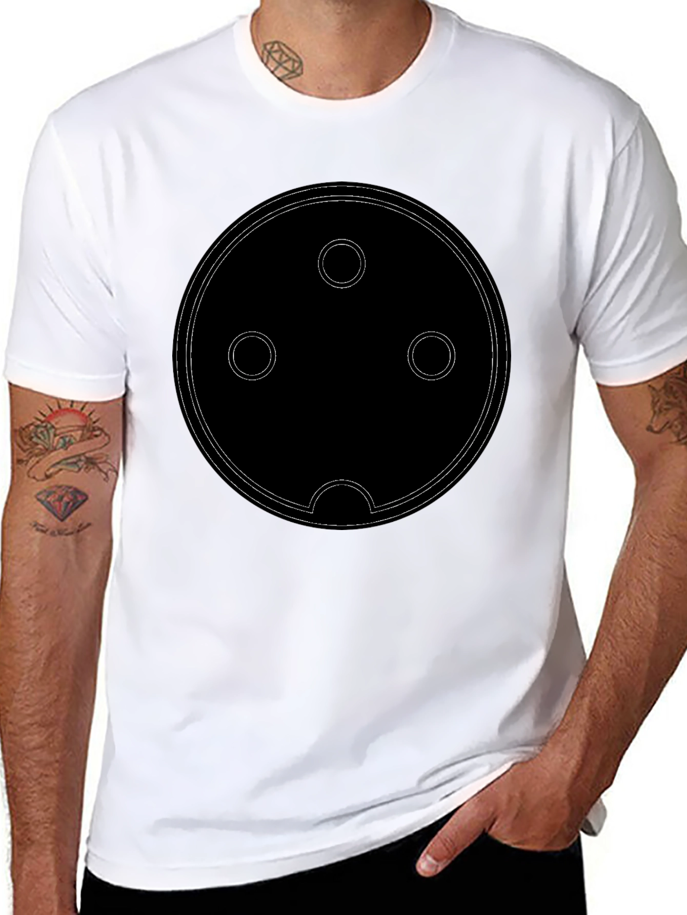 Abstract Circle Design Black T-Shirt