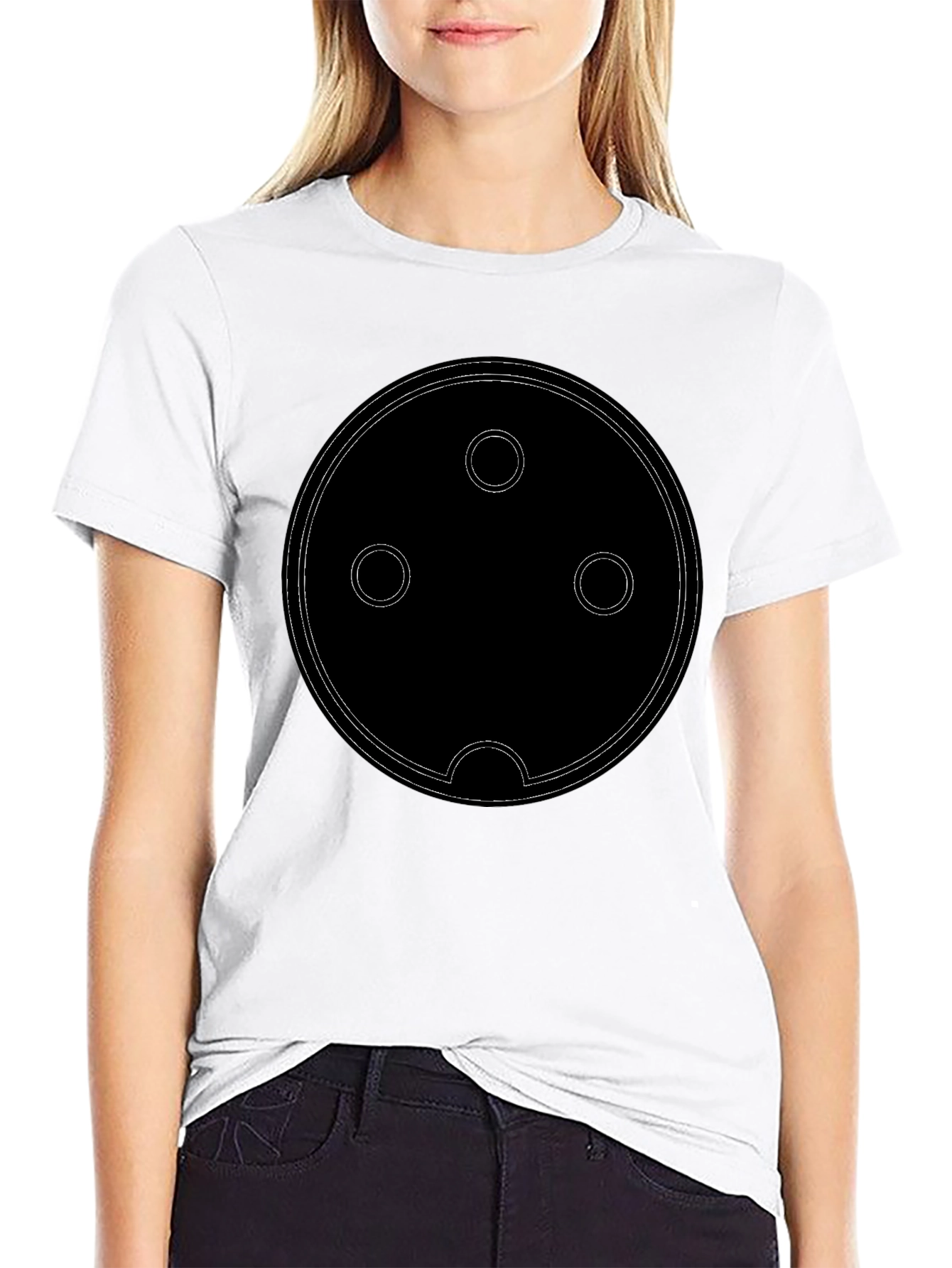 Abstract Circle Design Black T-Shirt