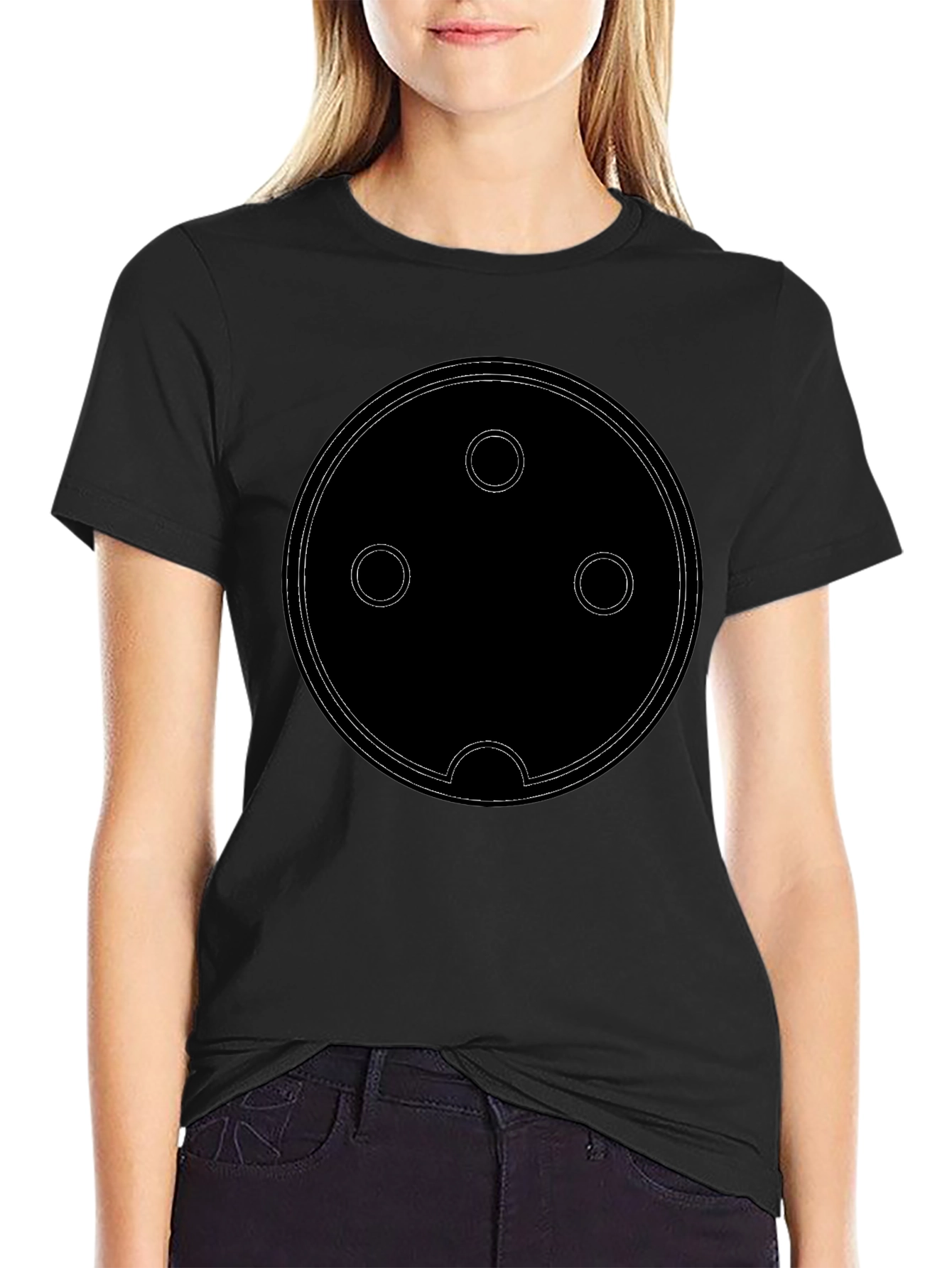 Abstract Circle Design Black T-Shirt