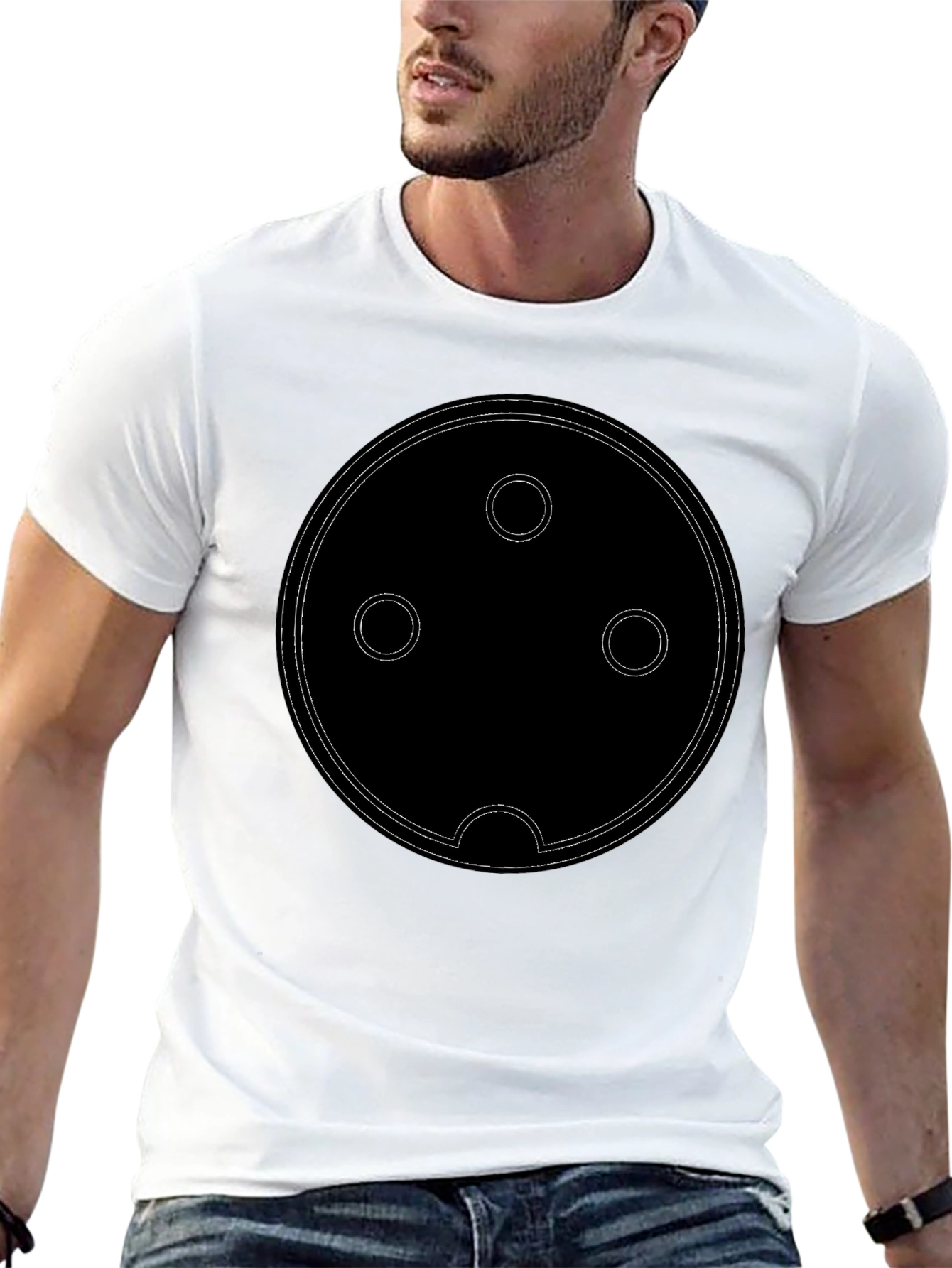 Abstract Circle Design Black T-Shirt