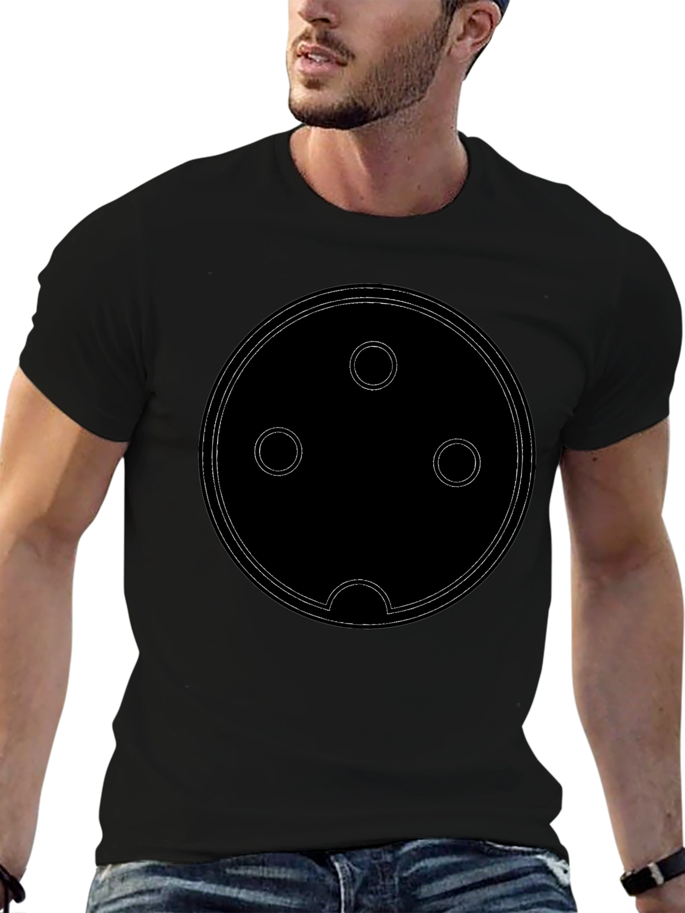 Abstract Circle Design Black T-Shirt