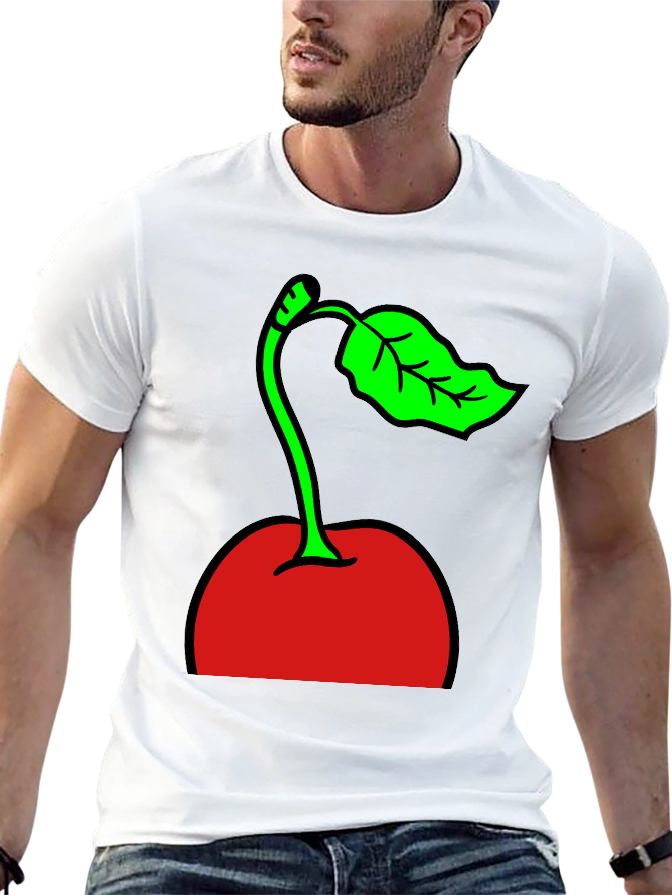 Cherry Graphic Print Black T-Shirt