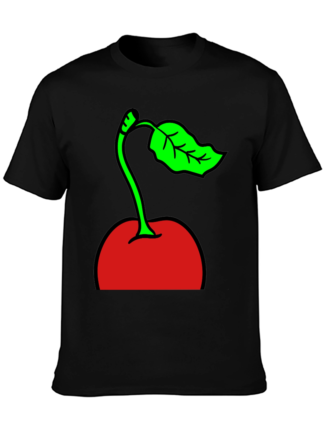 Cherry Graphic Print Black T-Shirt