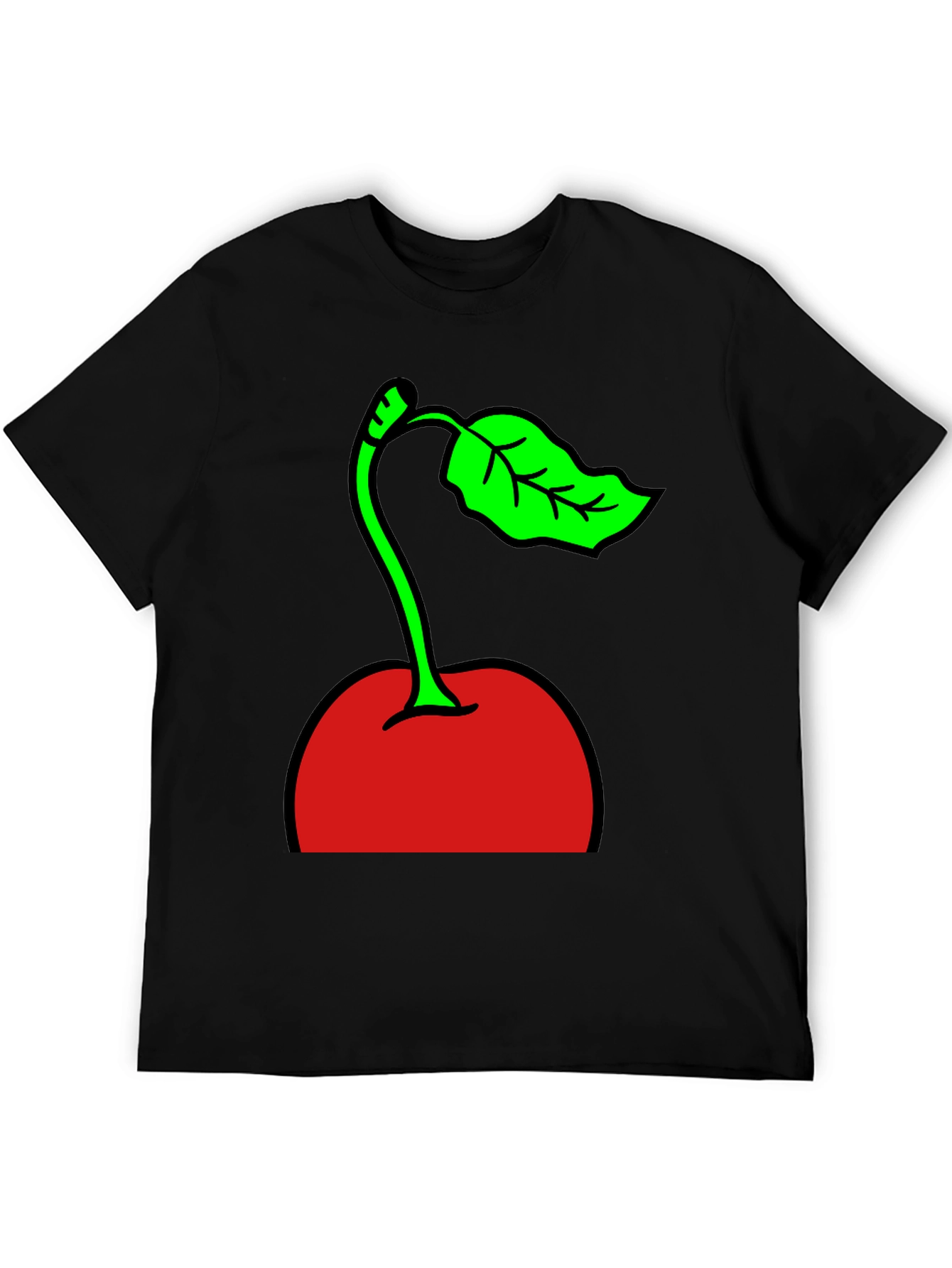 Cherry Graphic Print Black T-Shirt