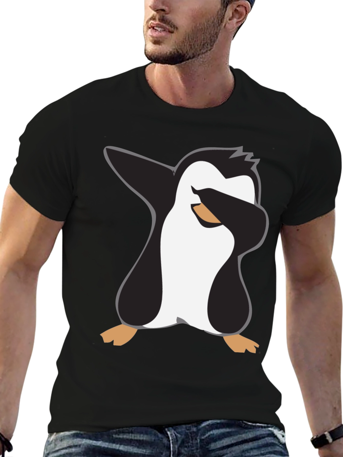 Dabbing Penguin Graphic Tee - Black Crewneck