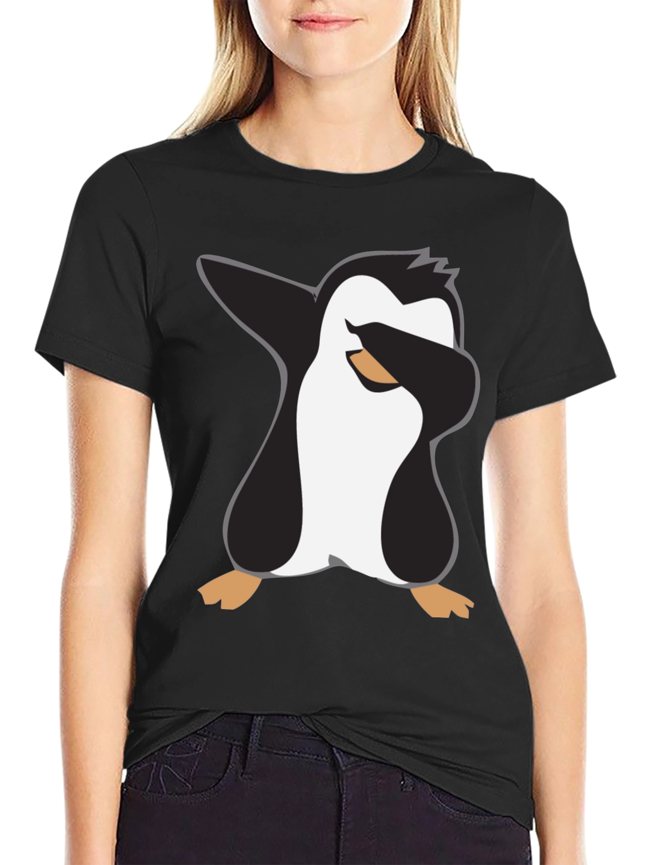 Dabbing Penguin Graphic Tee - Black Crewneck