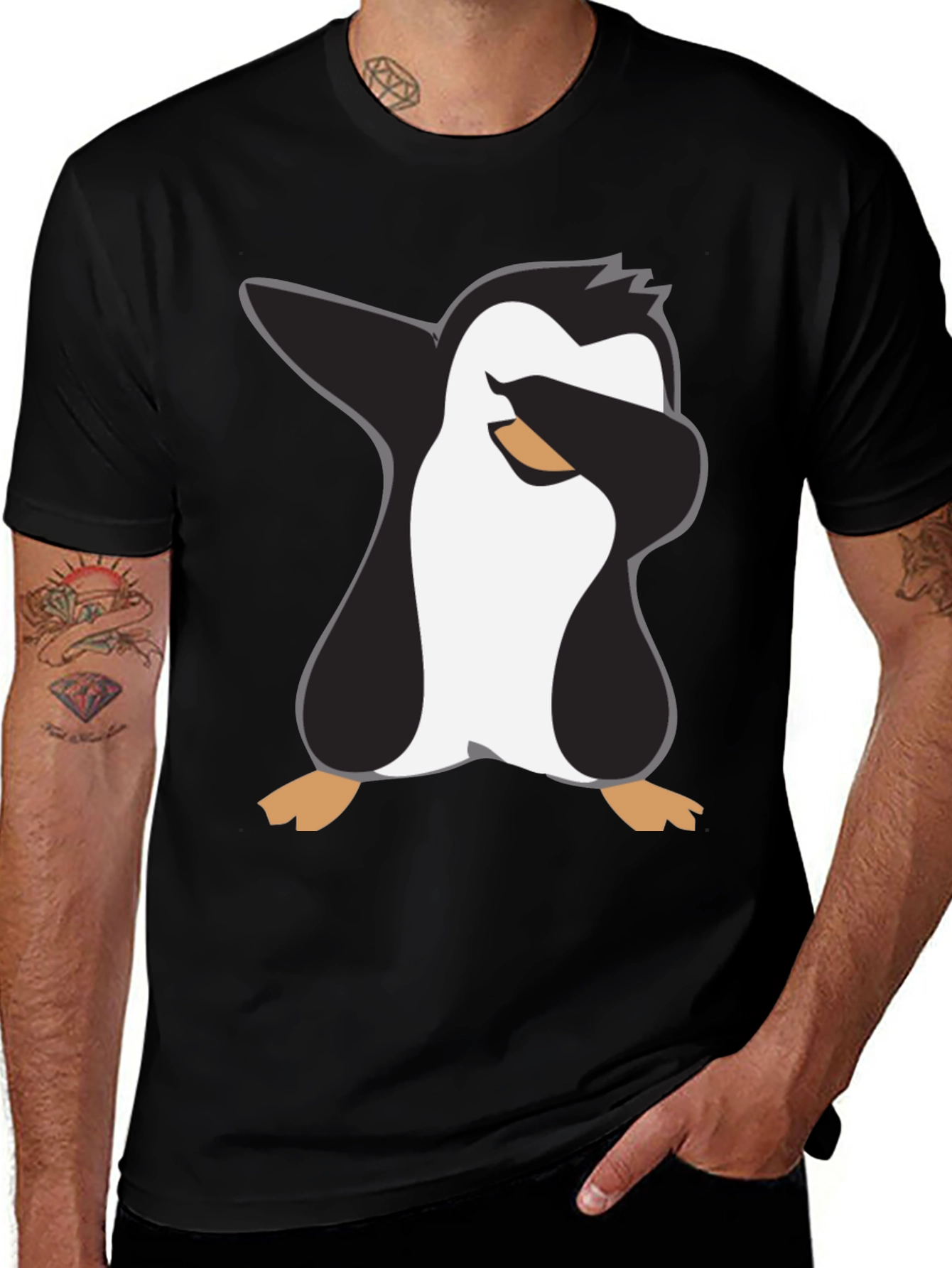 Dabbing Penguin Graphic Tee - Black Crewneck